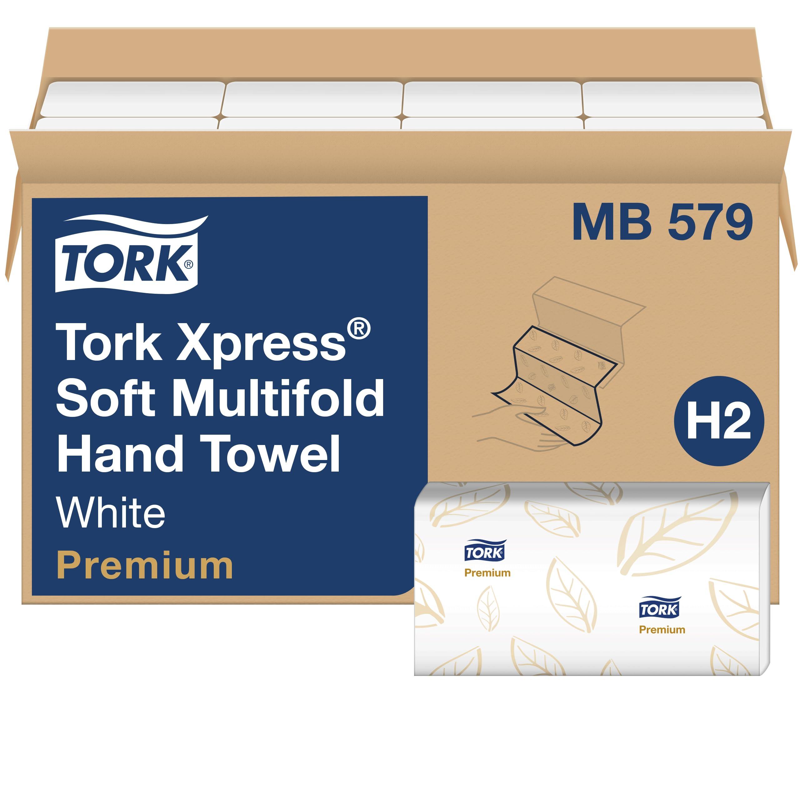 Tork Soft Xpress Multifold Paper Hand Towels White, H2 System Compatible 16 Packs X 135 Towels Each (MB579)