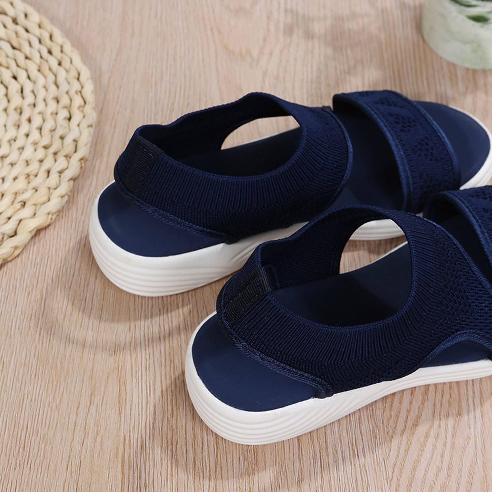JEUROT Womens Summer Sandals Arch Support Orthotic Comfortable Sandal Low Wedges Non-Slip Casual Open Toe Summer Sport Shoes - Image 4