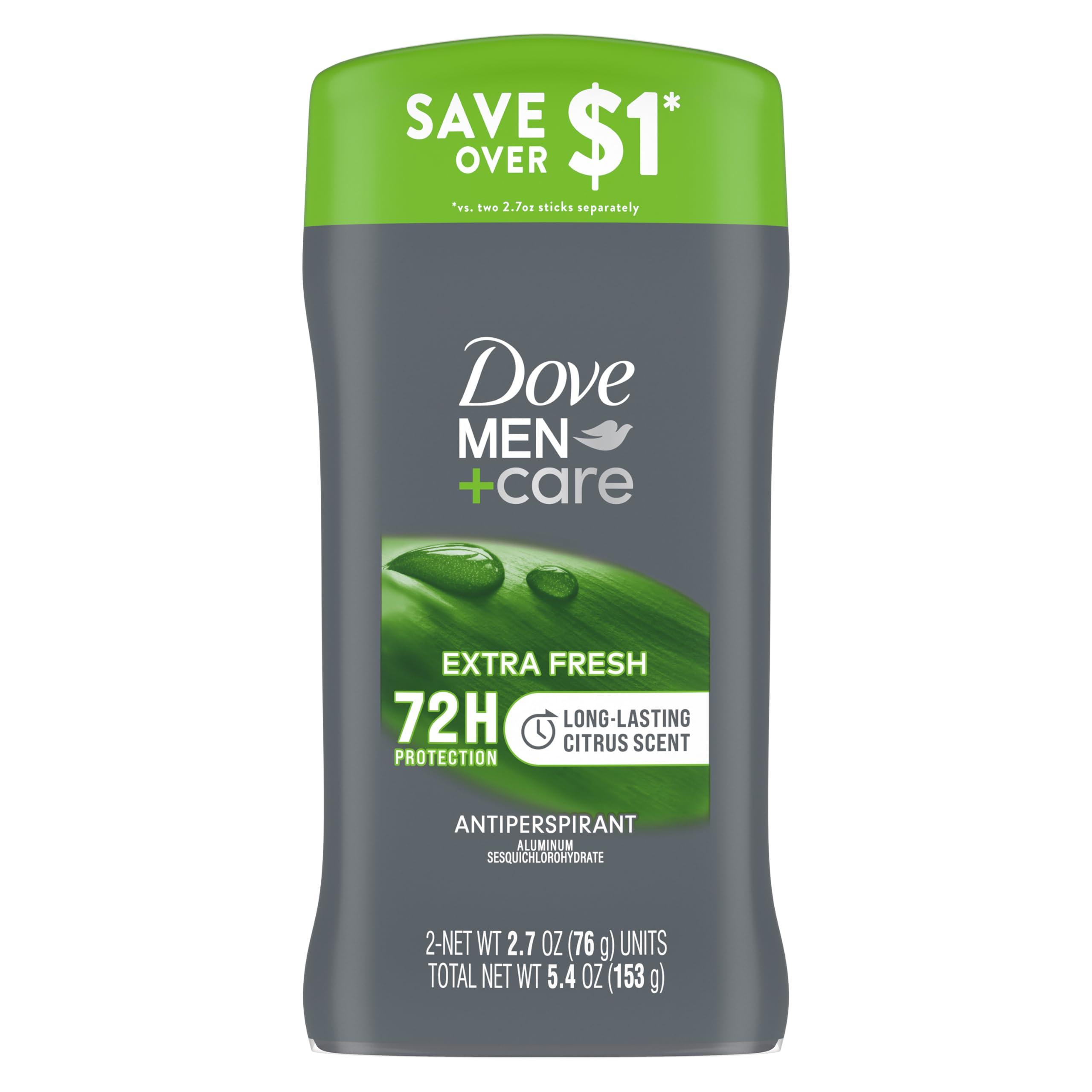 Dove Men+Care Extra Fresh Men's Antiperspirant Deodorant Stick Extra Fresh Twin pack With 72-hour sweat & odor protection with 1/4 Moisturizing Cream & Long-lasting Citrus Scent 2.7 oz - Image 2