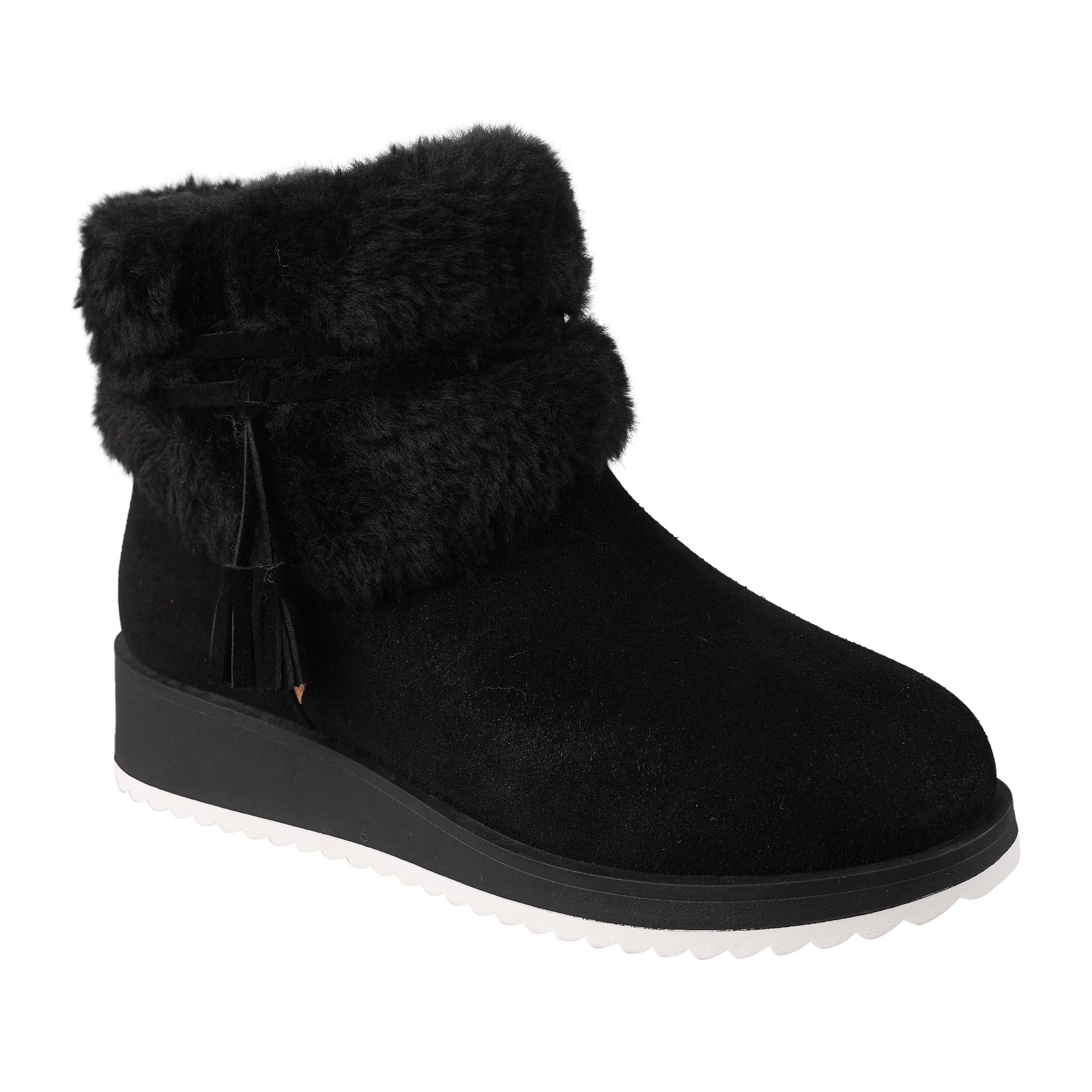 Lamo Women's Bailee Wedge Boots with Zipper For Women- Stylish Suede Boots with Faux Rabbit Fur Collar, NeverWet Water and Stain Resistance, Premium Faux Fur Lining, 1.5" Heel - Image 2