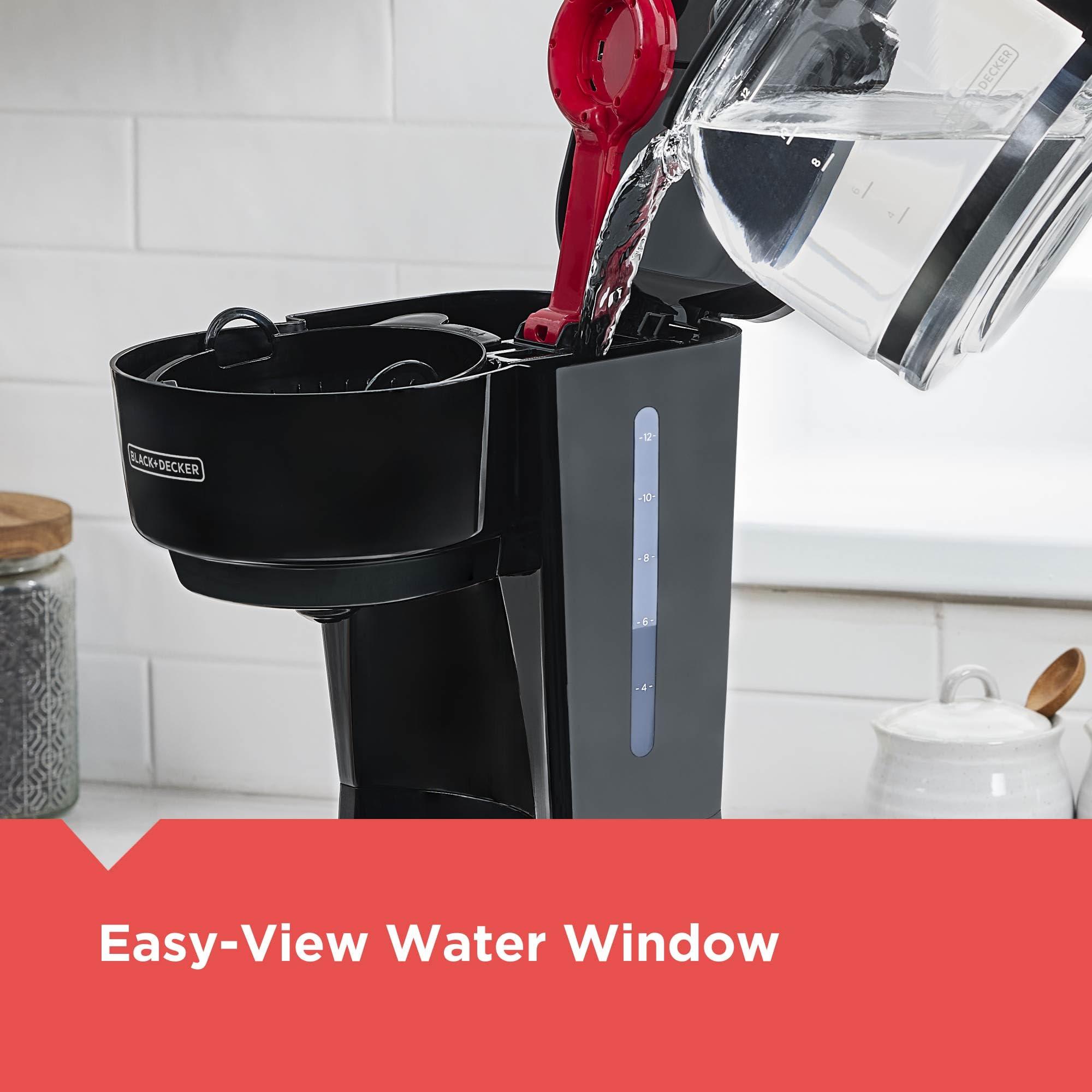 BLACK+DECKER 12-Cup Coffee Maker with Easy On/Off Switch, Easy Pour, Non-Drip Carafe with Removable Filter Basket, Vortex Technology, Black - Image 9