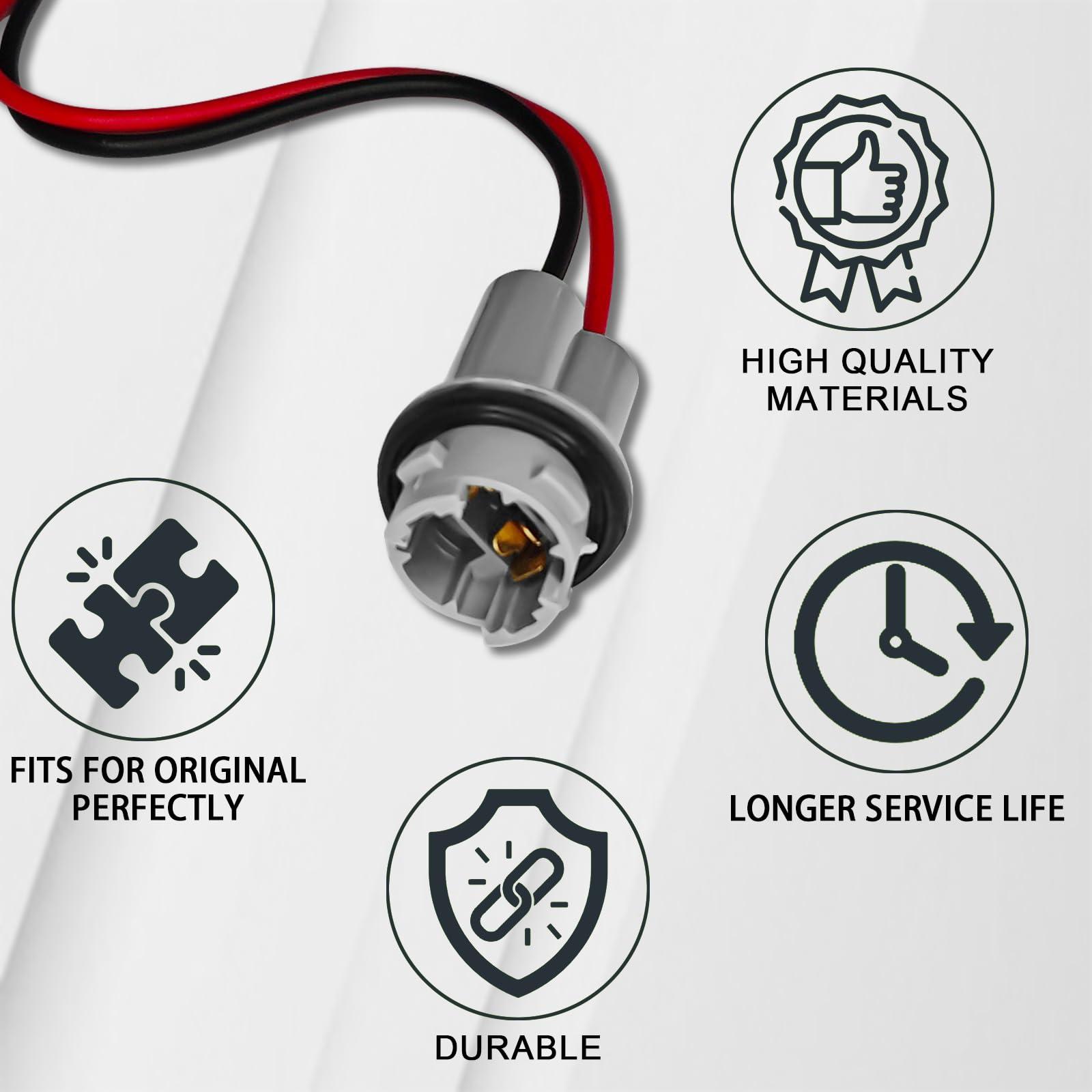 Hirificing 2PCS T15 Harness Pigtail Socket, 194 Bulb Socket Tail Light Wire Wiring Harness T10 T13 T15 Turn Signal Brake Side Marker Light Bulb Adapter Cable Harness Connector for GM Chevrolet (Grey) - Image 5