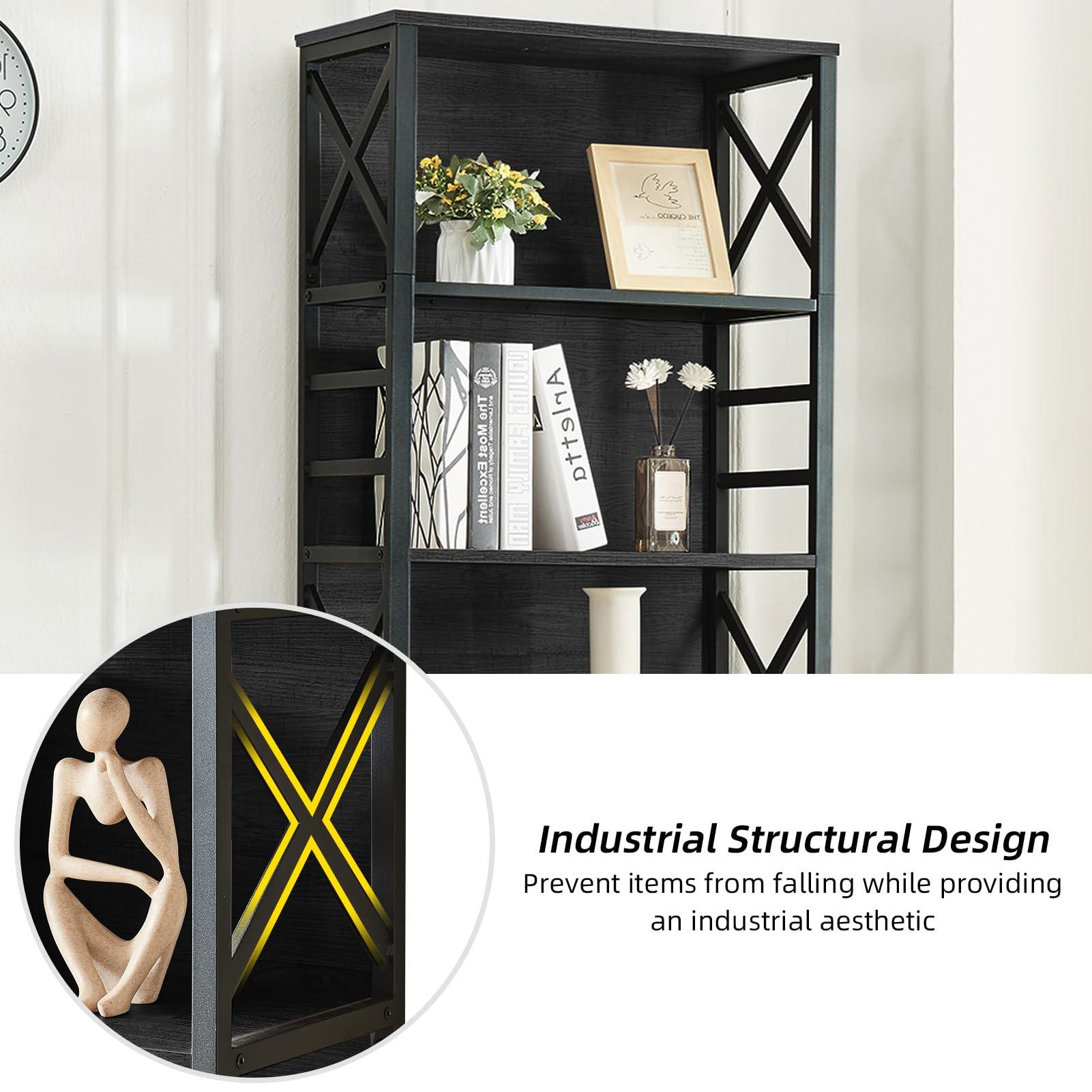 HOMBAZAAR 7 Tier Bookshelf, 78 Inch Tall Rustic Bookshelf with Metal Frame, Industrial Heavy Duty Bookshelves and Bookcases, Open Book Shelf for Office, Living Room and Library, Black - Image 4