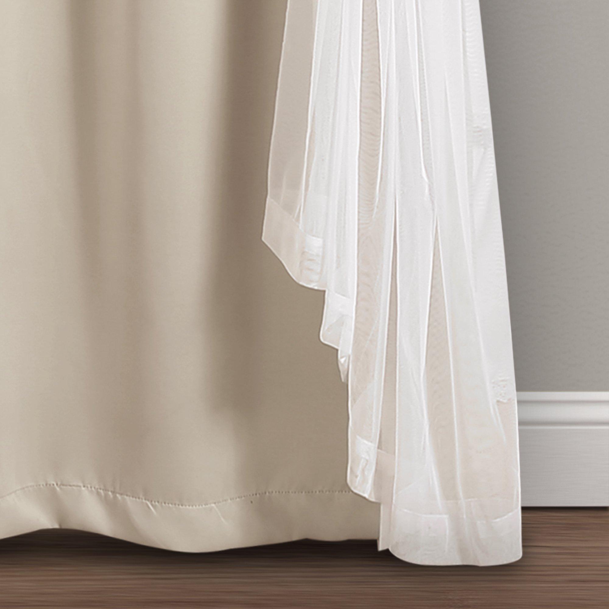 Lush Decor Sheer Grommet Curtains With Insulated Blackout Lining, Window Curtain Panels, Pair, 38"W x 84"L, Wheat - Curtain With Sheer Overlay, Elegant Blackout Curtains for Bedroom - Image 6