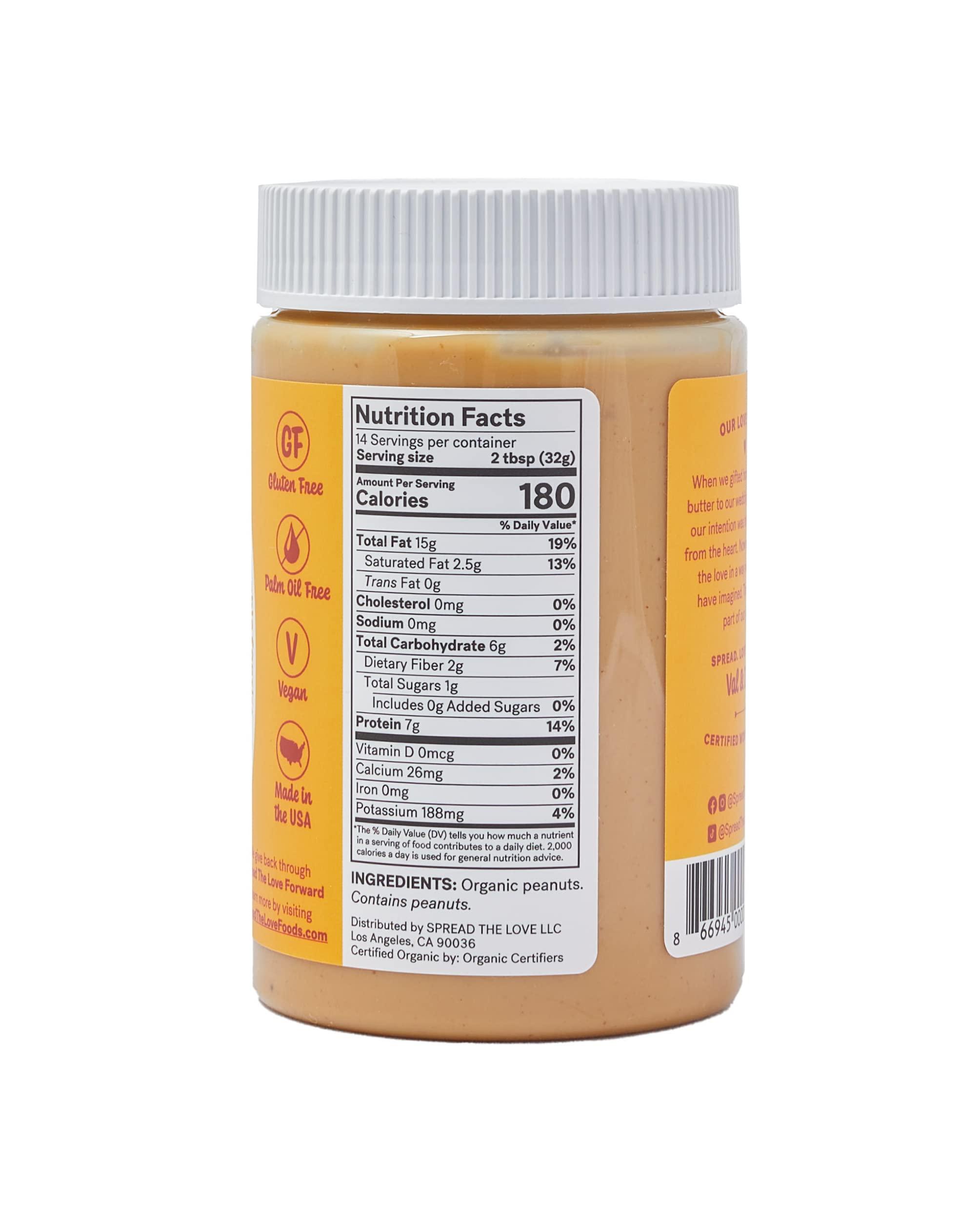 Spread The Love NAKED Organic Peanut Butter, 16 Ounce (Organic, All Natural, Vegan, Gluten-free, Creamy, Dry-Roasted, No added salt, No added sugar, No palm oil) (1-Pack) - Image 2