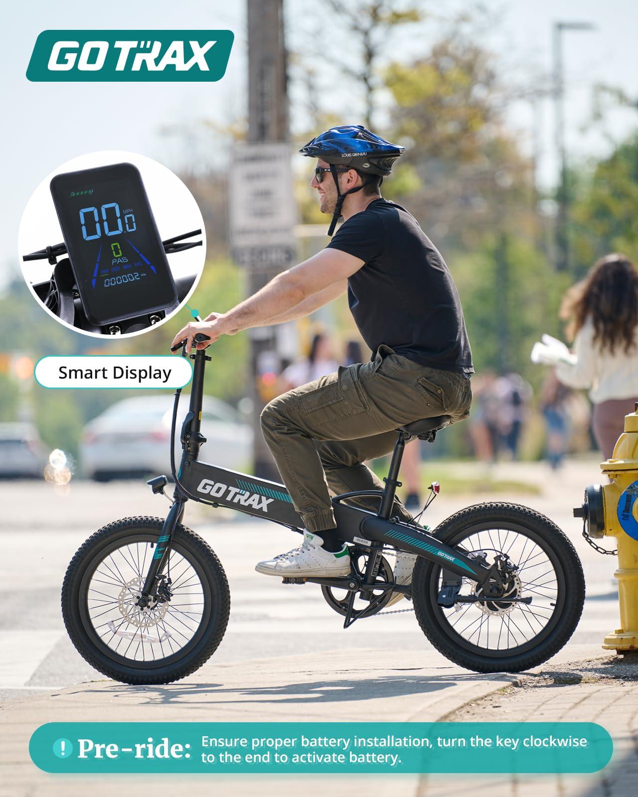 Gotrax 20" Folding Electric Bike with 40Miles (Pedal-assist1) by 48V Battery, 20Mph Power by Peak 500W, Adult Electric Bicycle with 5 Pedal-Assist Levels& LCD Display, Suitable for Commuting - Image 7
