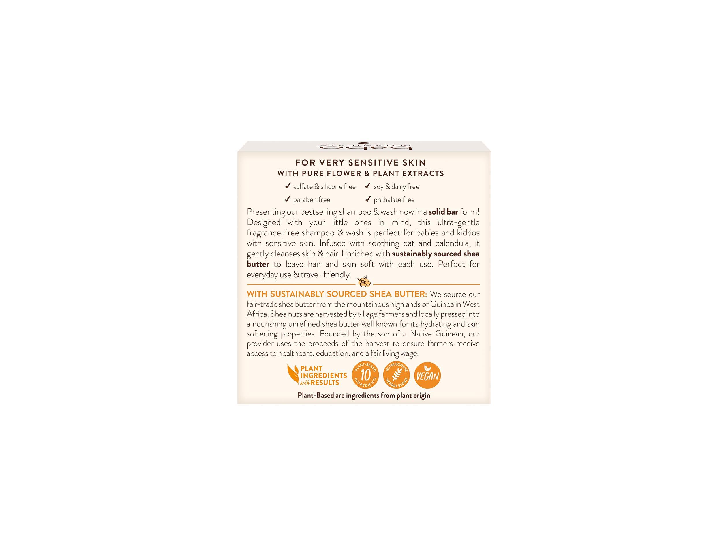Babo Botanicals Sensitive Baby Fragrance-Free 2-in-1 Shampoo & Wash Bar - Shea Butter, Calendula & Aloe Vera - EWG Verified - Cruelty-Free - Vegan - Pediatrician Tested - For Babies & Kids - Image 2