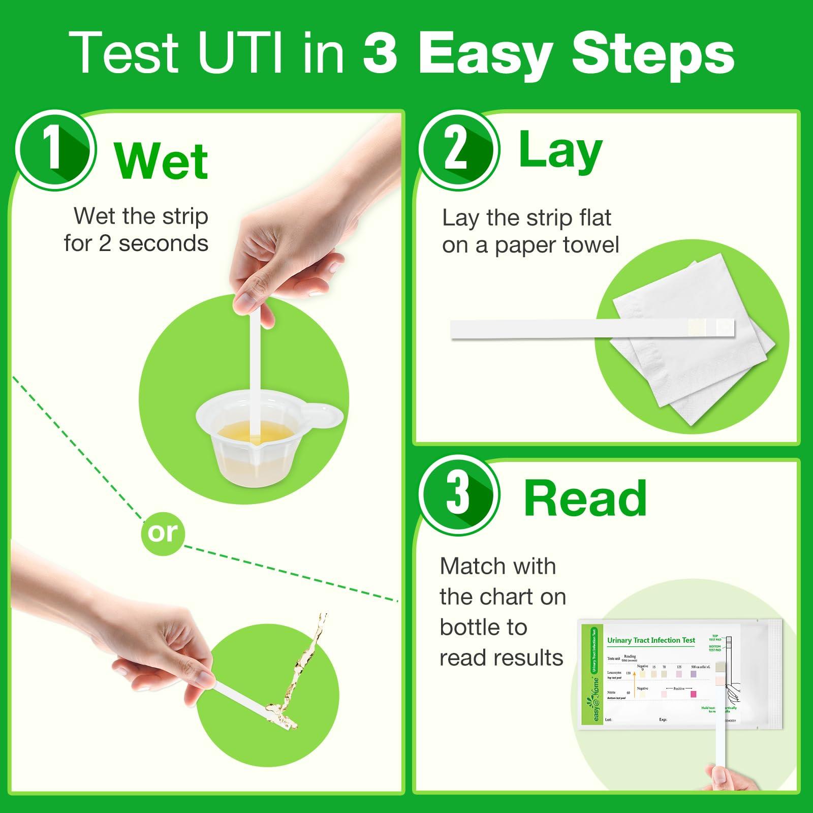 Easy@Home 25 Individual Pouch Urinary Tract Infection Test Strips, UTI Urine Testing Kit for Urinalysis and Detection of Leukocytes and Nitrites (UTIPOUCH-25P) - Image 5