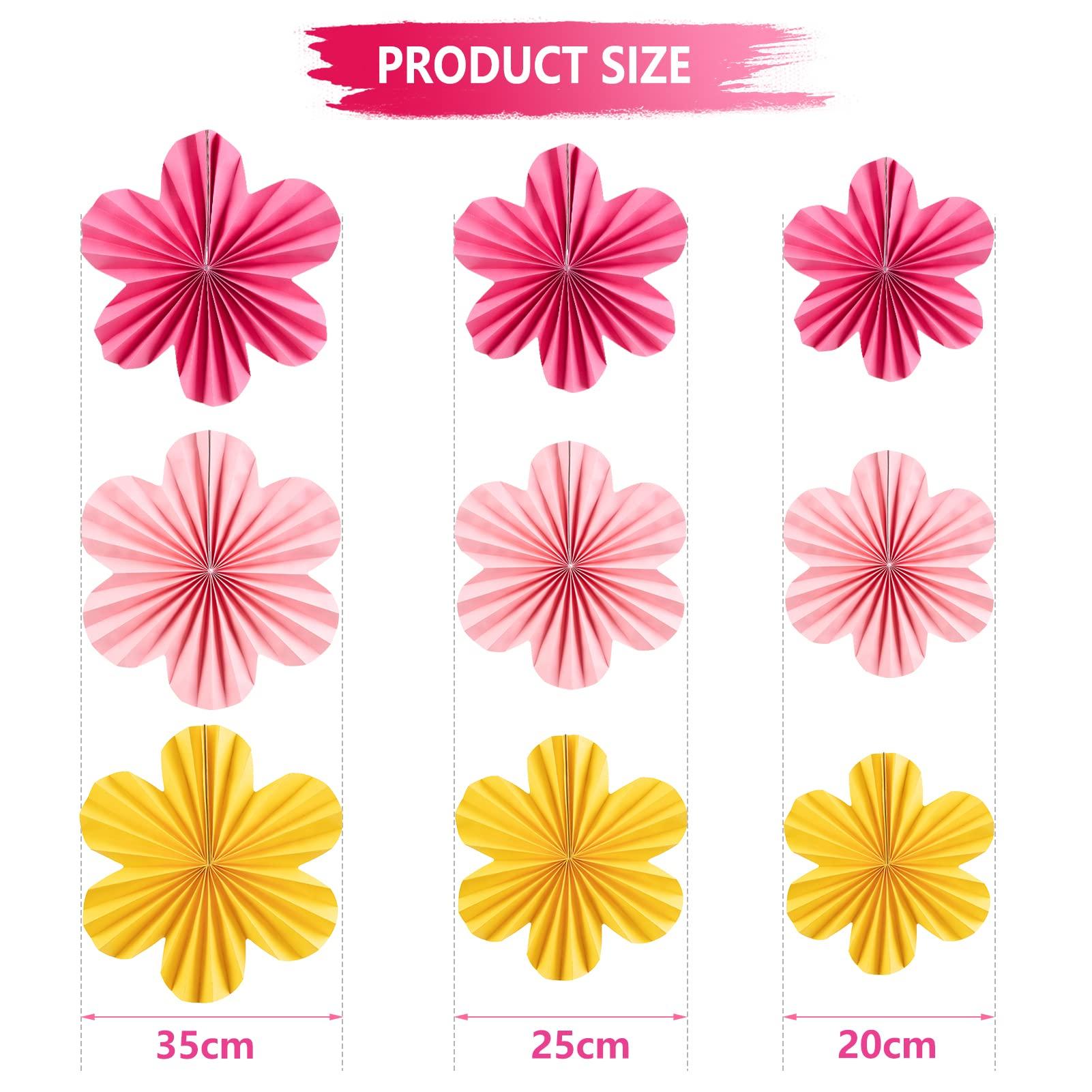 SUNBEAUTY 9 PCS Paper Flowers Decorations for Wall Paper Fans Classroom Decoration Paper Floral Backdrop Decor Paper Fans Decoration - Image 2