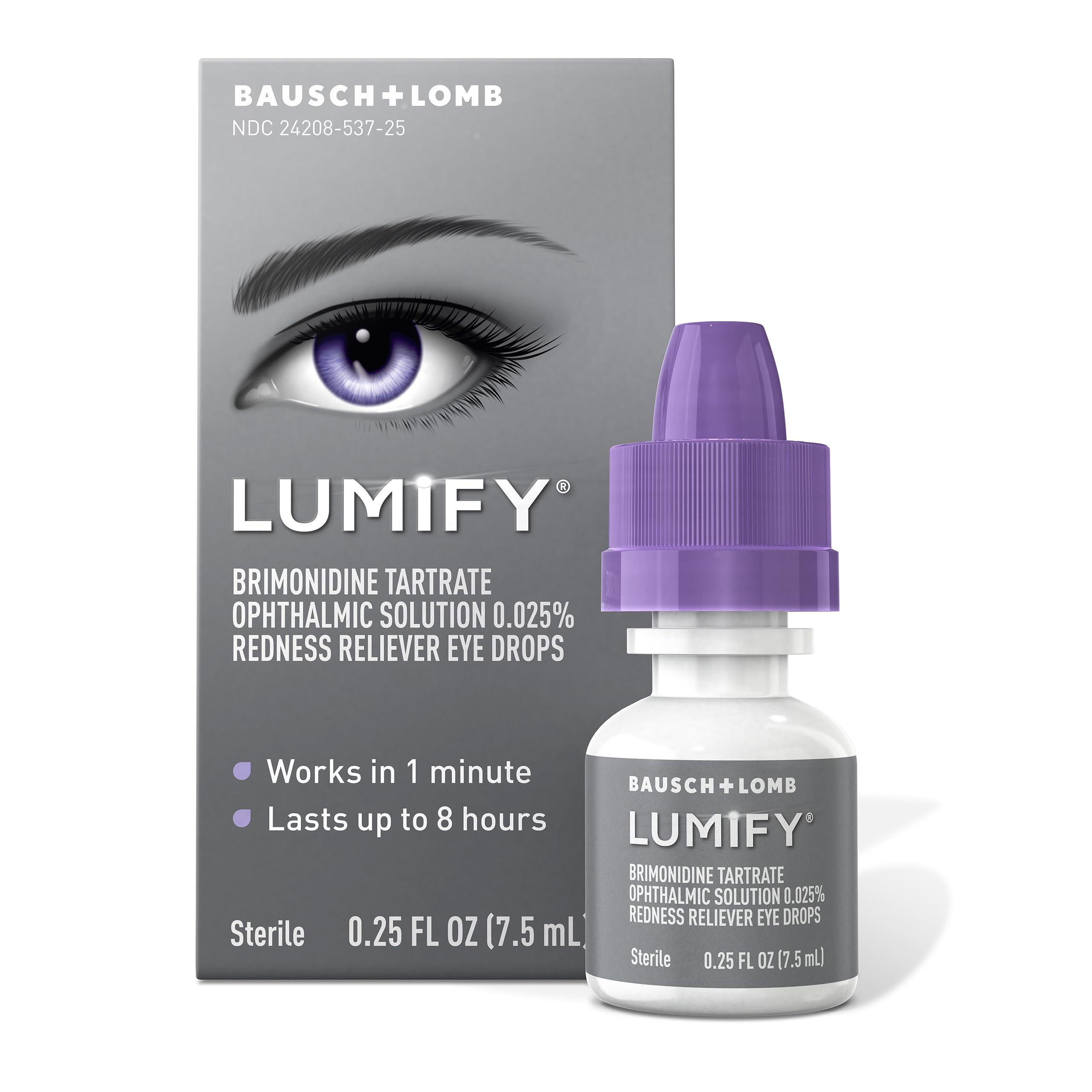 LUMIFY Eye Drops for Red Eyes, Redness Reliever for Brighter Looking Eyes, Works in 1 Minute & Lasts Up to 8 Hours, Eye Drops, 0.25 Fl Oz (7.5mL)