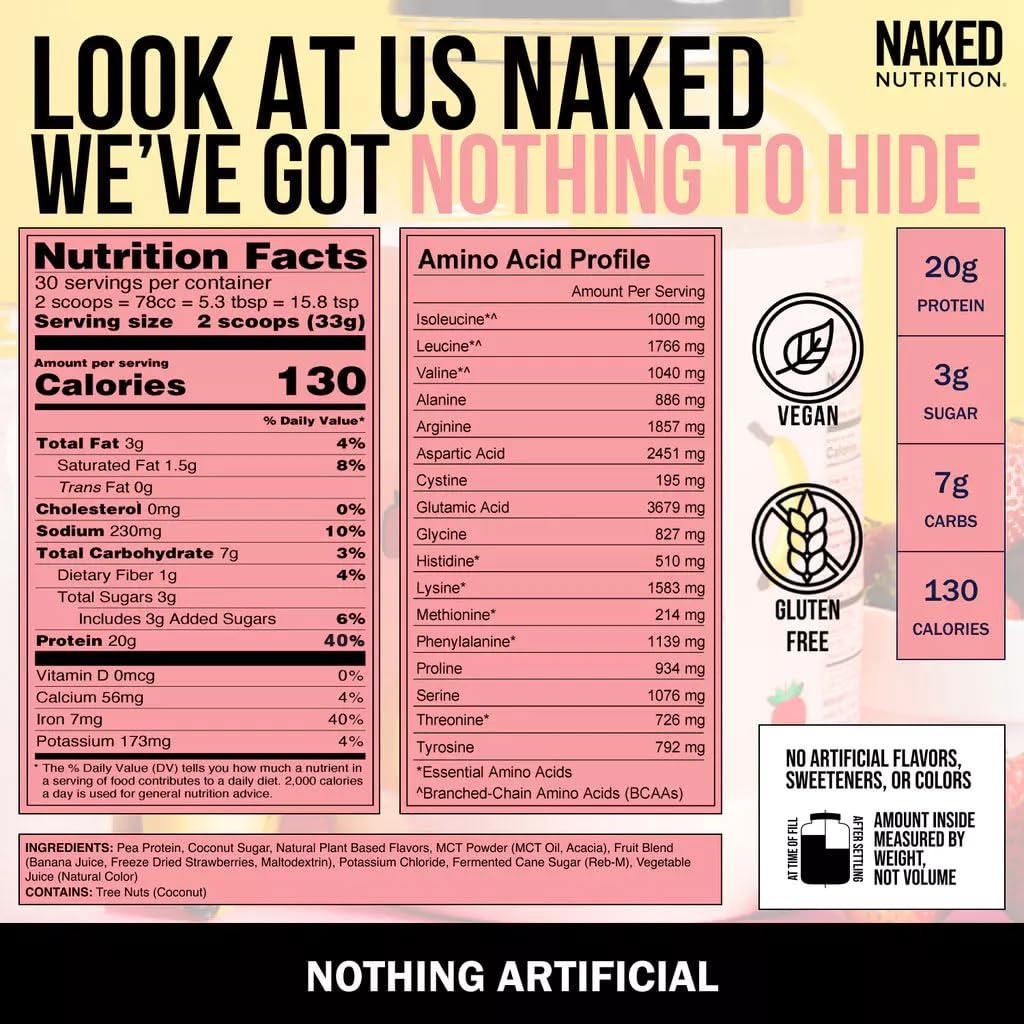Naked Shake - Vegan Protein Powder, Strawberry Banana - Flavored Plant Based Protein With Mct Oil, Gluten-Free, Soy-Free, No Gmos Or Artificial Sweeteners - 30 Servings - Image 5