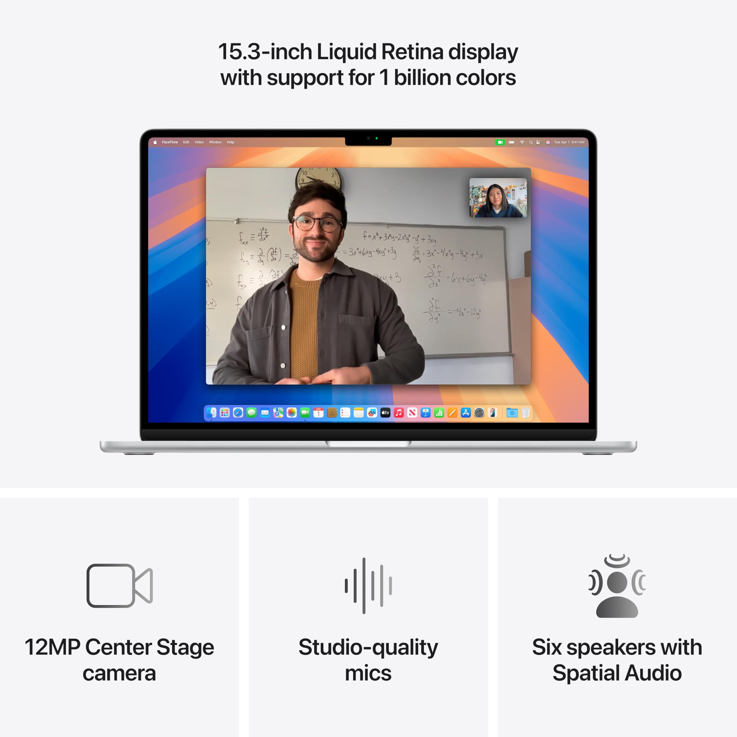 Apple 2025 MacBook Air 15-inch Laptop with M4 chip: Built for Apple Intelligence, 15.3-inch Liquid Retina Display, 16GB Unified Memory, 256GB SSD Storage, 12MP Center Stage Camera, Touch ID; Silver - Image 4