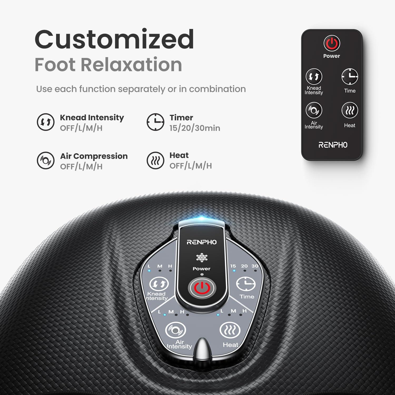 RENPHO Foot Massager Machine with Heat [2025 Upgraded], FSA HSA Eligible, Foot Massager for Plantar Fasciitis, 3 Heat Levels, Fathers Day Dad Gifts for Women Mom, Wireless Control, True Feet Massage - Image 2