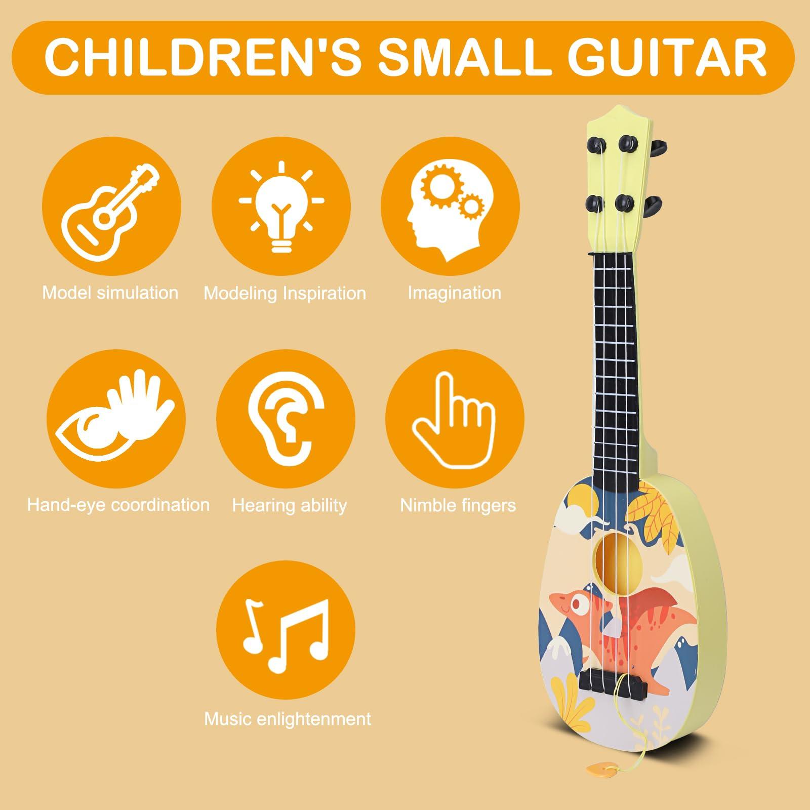 YOLOPLUS+ Kids Toy Ukulele, Kids Guitar Musical Toy,17 Inch 4 Steel Strings, with Pick, Kids Play Early Educational Learning Musical Instrument Gift for Preschool Children (17 inch Yellow Color) - Image 5