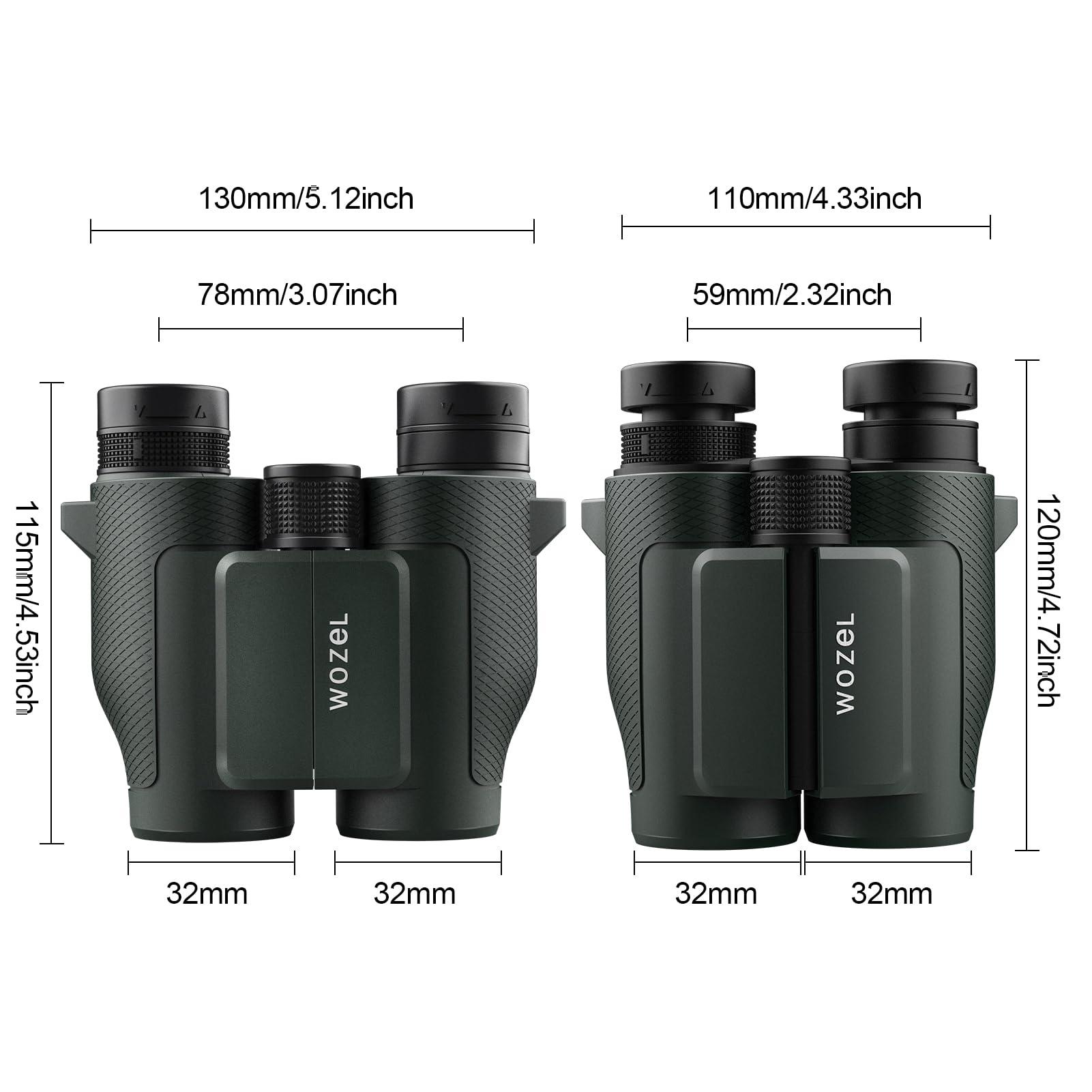 15x32 Compact Binoculars for Adults and Kids - WOZEL High Powered Small Binoculars for Bird Watching, Hunting, Travel, Hiking, Concert, Sports and Outdoors - Easy Focus with Large Objectives - Green - Image 9