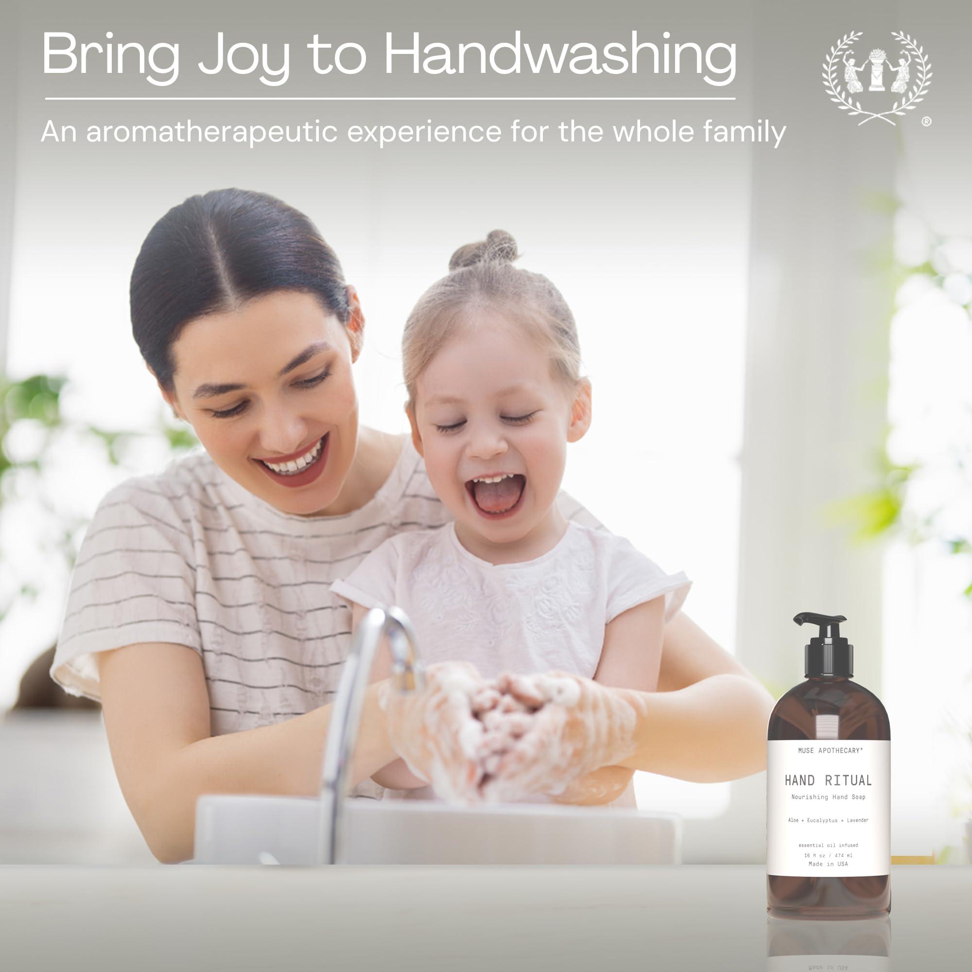 Muse Apothecary Hand Ritual - Aromatic and Nourishing Hand Soap, Infused with Natural Aromatherapy Essential Oils - USDA Certified Biobased - 16 oz, Aloe + Eucalyptus + Lavender, 3 Pack - Image 5