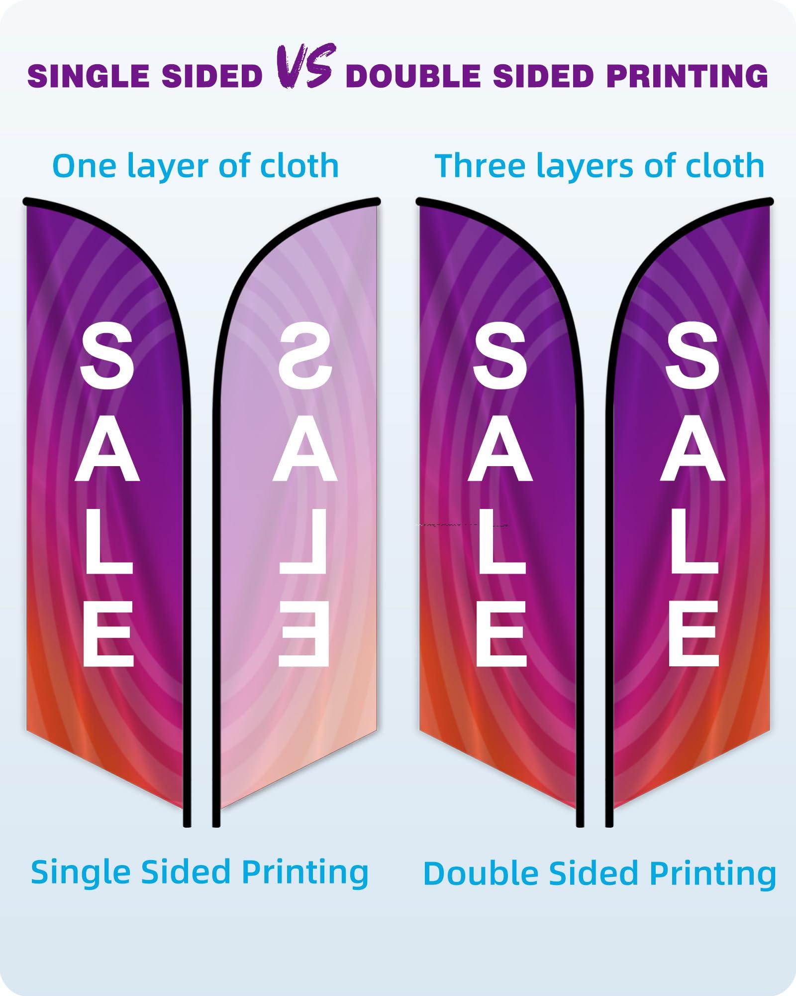 Custom Advertising Feather Flags for Business Outside, Personalized Single/Double Sided Feather Banner Flags with Text Logo, Customized Open Swooper Flag (50200cm/1.66.6FT) - Image 4