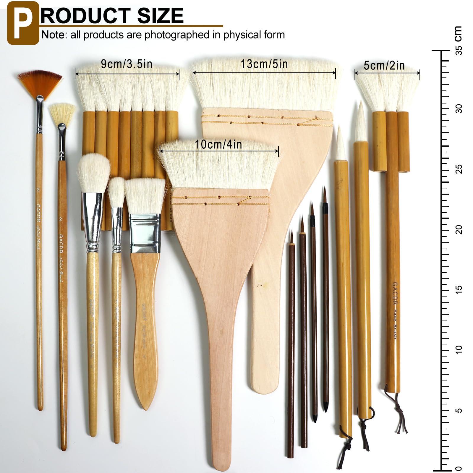 GACDR Pottery Brushes for Glazing,15 Pcs Ceramic Brushes Set with Storage Box Wool Bamboon Hake Brushes for Pottery Acrylic Watercolor, PB-AM-017 - Image 2