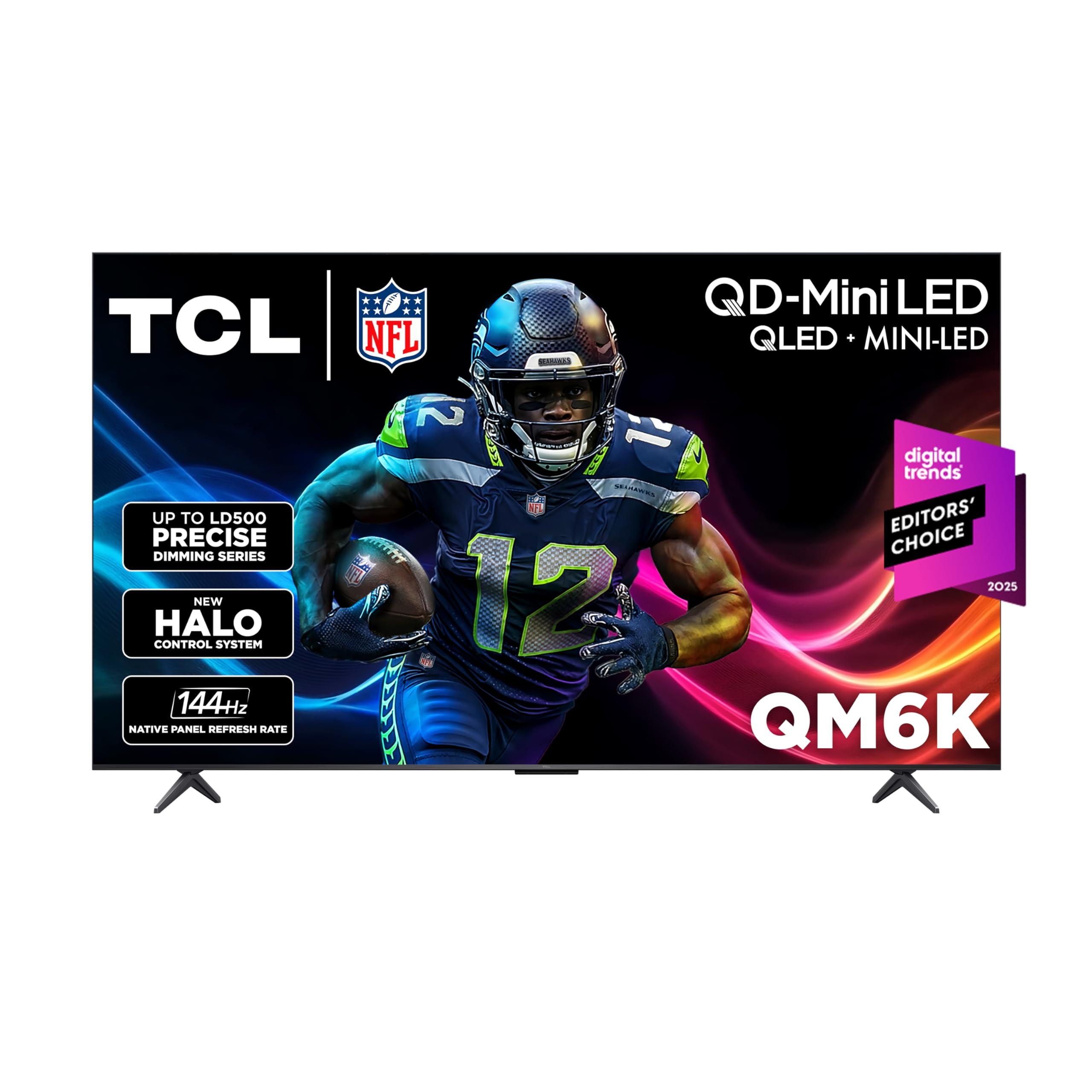 TCL 85-Inch Class QM6K Series QD-Mini LED 4K UHD Google Smart TV Best Value Mini-LED TV - QLED, 144hz, 288hz Gaming Rate, High Contrast Screen, Onkyo Audio, Dolby Atmos (85QM6K, 2025 Model)