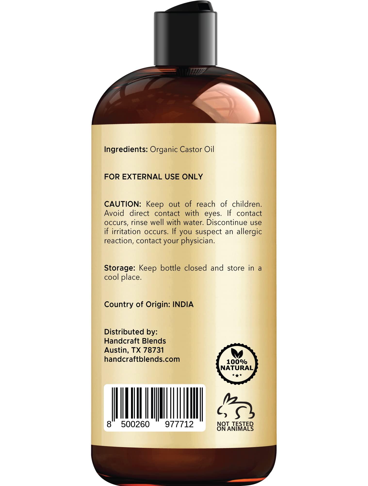 Handcraft Blends Organic Castor Oil - 16 Fl Oz - 100% Pure and Natural - Premium Grade Carrier Oil for Hair Growth, Eyelashes and Eyebrows - Hair and Body - Expeller-Pressed & Hexane-Free - Image 3