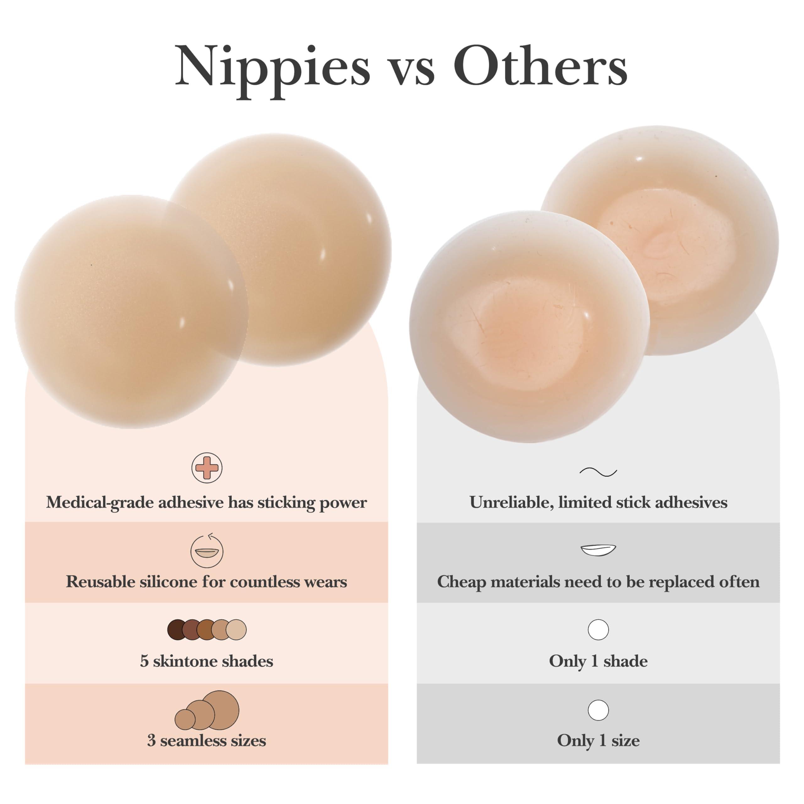 Nippies Nipple Covers for Women - Sticky Adhesive Silicone Pasties - Reusable Pasty Nipple Cover with Travel Box - Image 3