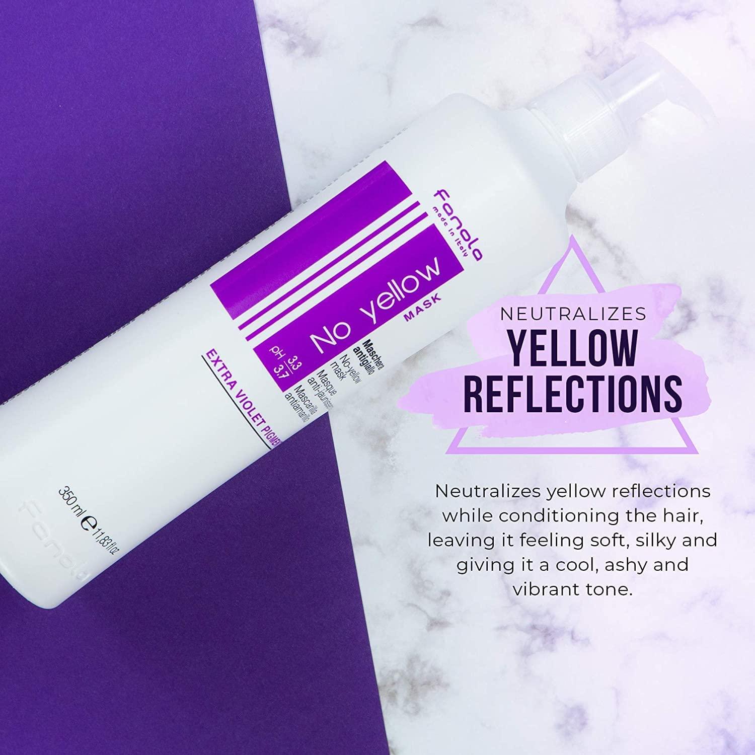 Fanola No Yellow Shampoo & Mask 11.8 oz / 2pk - Purple Anti-Brass Toner for Blonde, Silver, Gray & Highlighted Hair - Color Depositing Mask to Remove Brassiness from Bleached Locks - Image 4