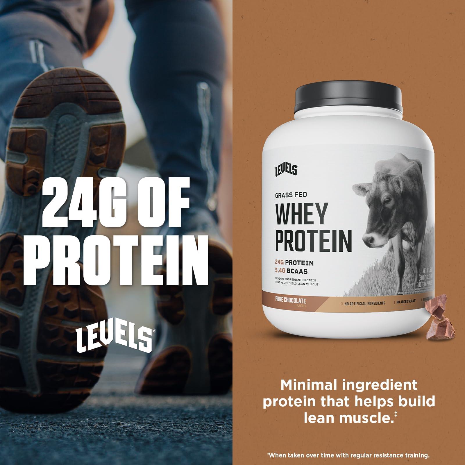 Levels Grass Fed Whey Protein Powder, No Artificials, 24G of Protein, Pure Chocolate, 5LB - Image 4