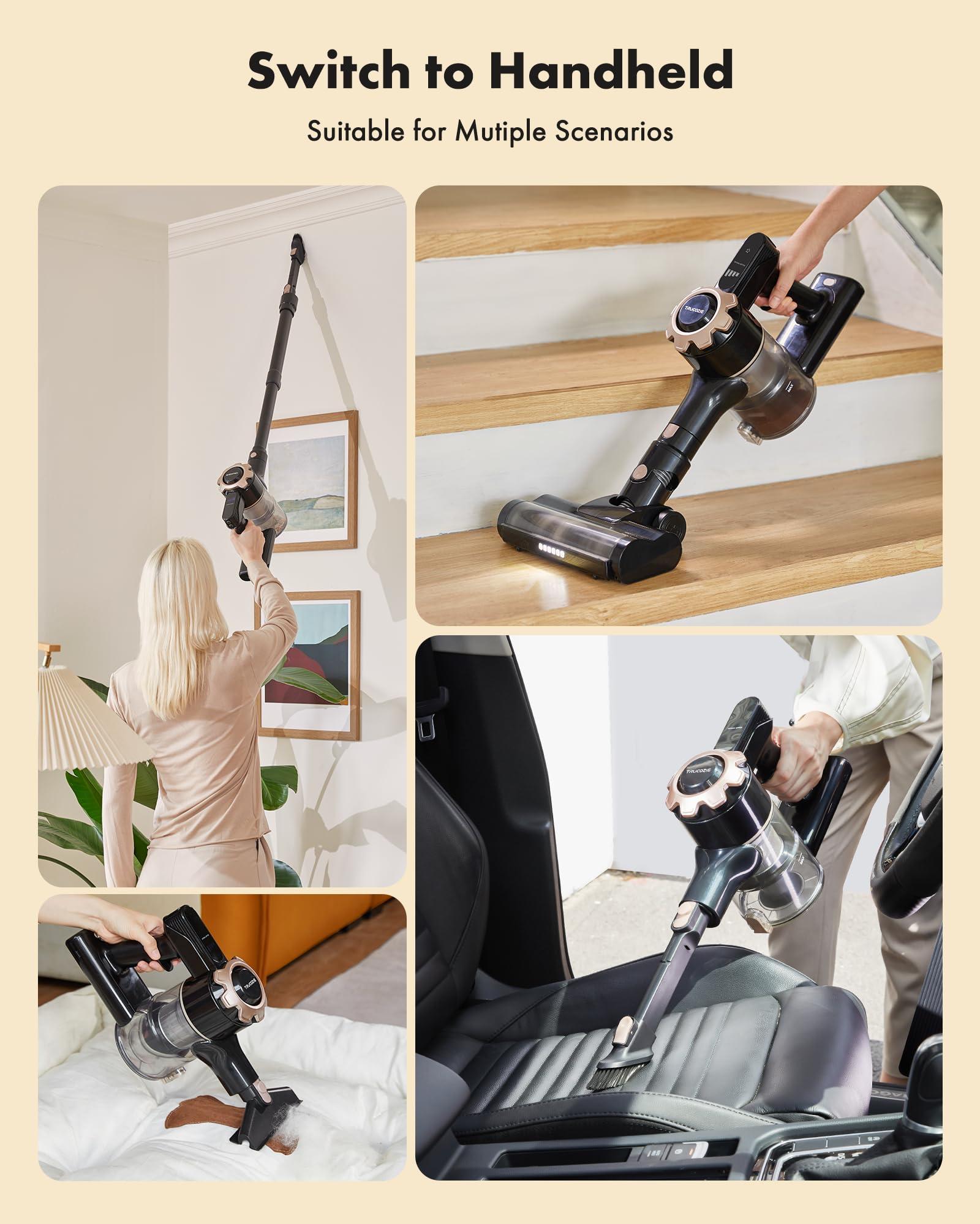 Trucozie Cordless Vacuum Cleaner, 8-in-1 Lightweight Stick Vacuum with 45mins Runtime, Powerful Suction, Rechargeable Cordless Vacuum for Carpet, Tile, Pet Hair, Hardwood Floors, Black - Image 7