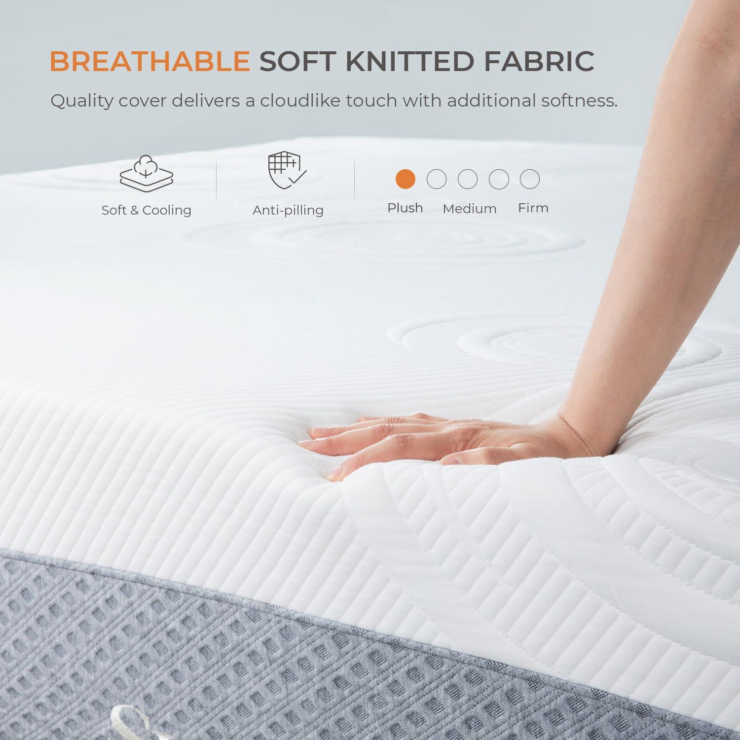 Sweetnight King Mattress, 12 Inch Gel Memory Foam Mattress for Comfy Sleep & Pressure Relief, Plush Foam Mattress with Motion Isolation, Mattress in a Box, Luna,Gray/White - Image 5
