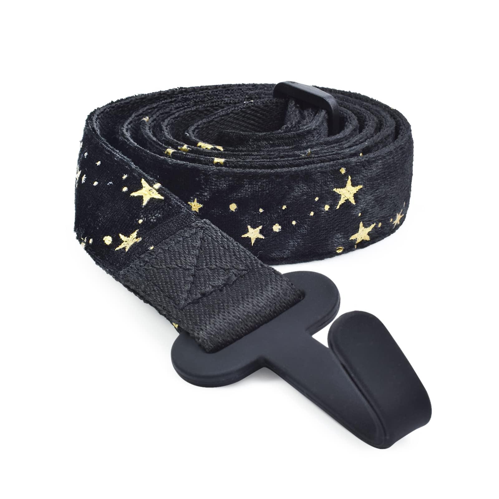 CLOUDMUSIC Ukulele Strap Clip On No Drill J Hook For Soprano Concert Tenor Baritone With Hawaiian Colorful Floral Pattern (Stars Black) - Image 2