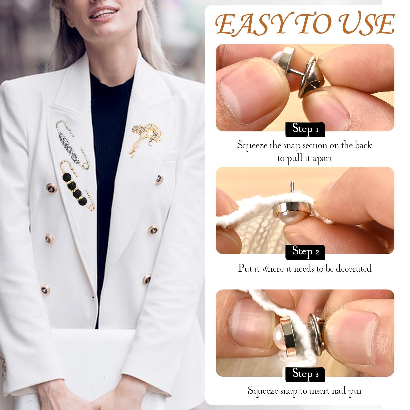 AKSOVA Sock Charms for Socks for Women, 41 PCS Junk Socks Charms Kit, Bulk Jewelry Safety Gold Brooch Pins, Shoe Charms Pins for Sneakers Women Clothes Hats Shoes DIY, Pearl Buttons Kit - Image 5