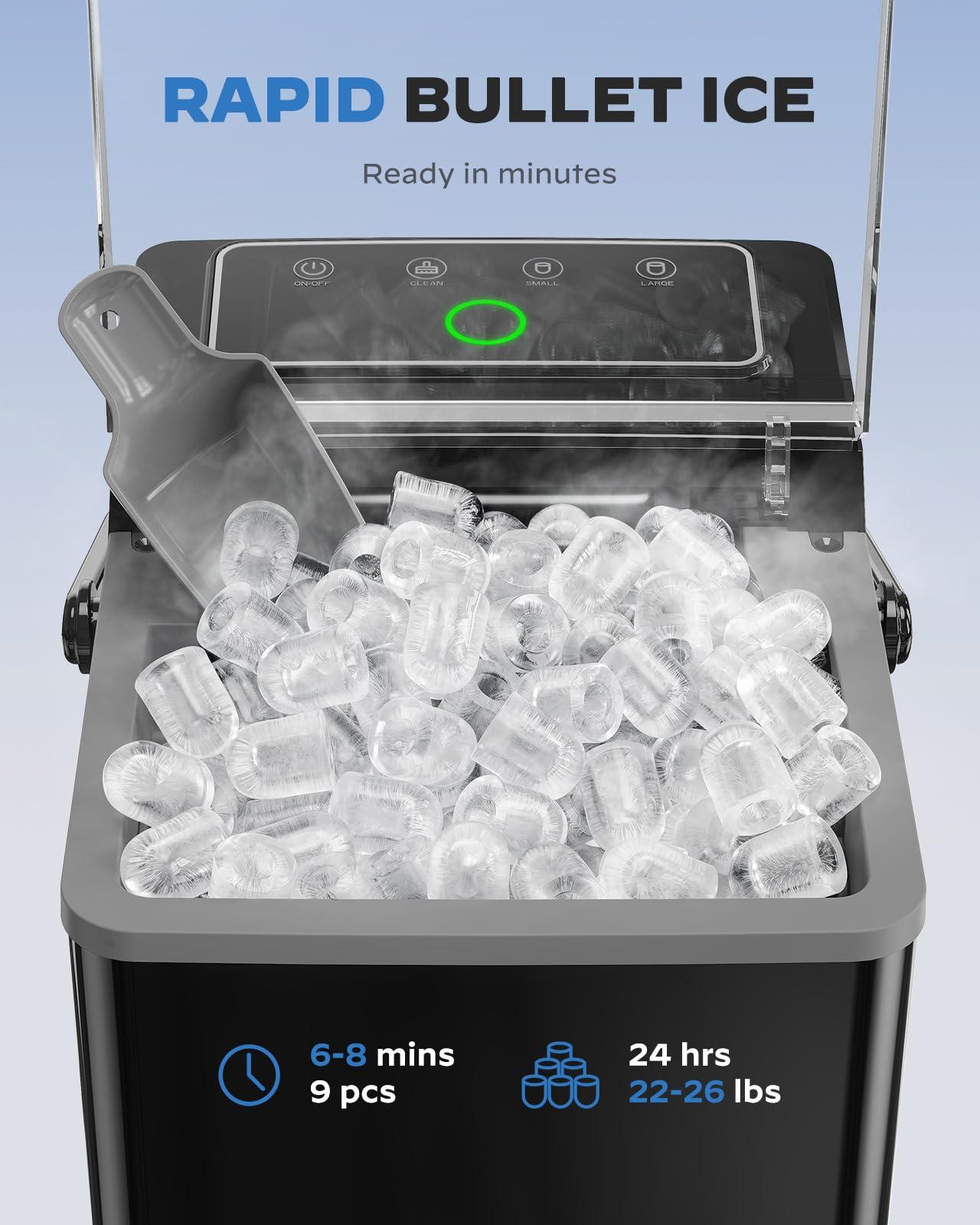 HOMEZAY Countertop Ice Maker, Compact Ice Maker with Larger 2.5L Expanding Ice Basket & 1.8L Water Tank, Smart Touch Control, 9 ICES in 6 Mins, Self-Cleaning, for Home/Party/Office/RV - Image 4