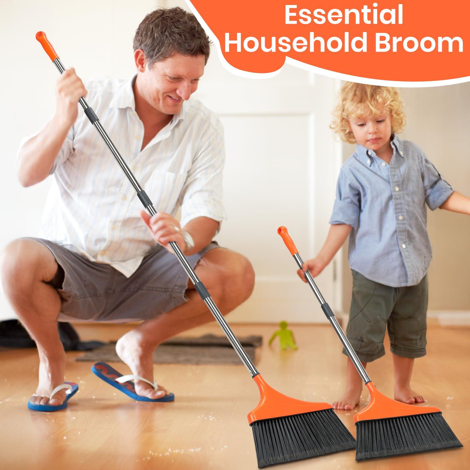 4 Pack Heavy-Duty Angle Broom for Floor Cleaning with 12‘’Width Head and 52‘’Long Handle Indoor Outdoor Broom for Room Garage Kitchen Office Lobby Patio Floor Sweeping - Image 4