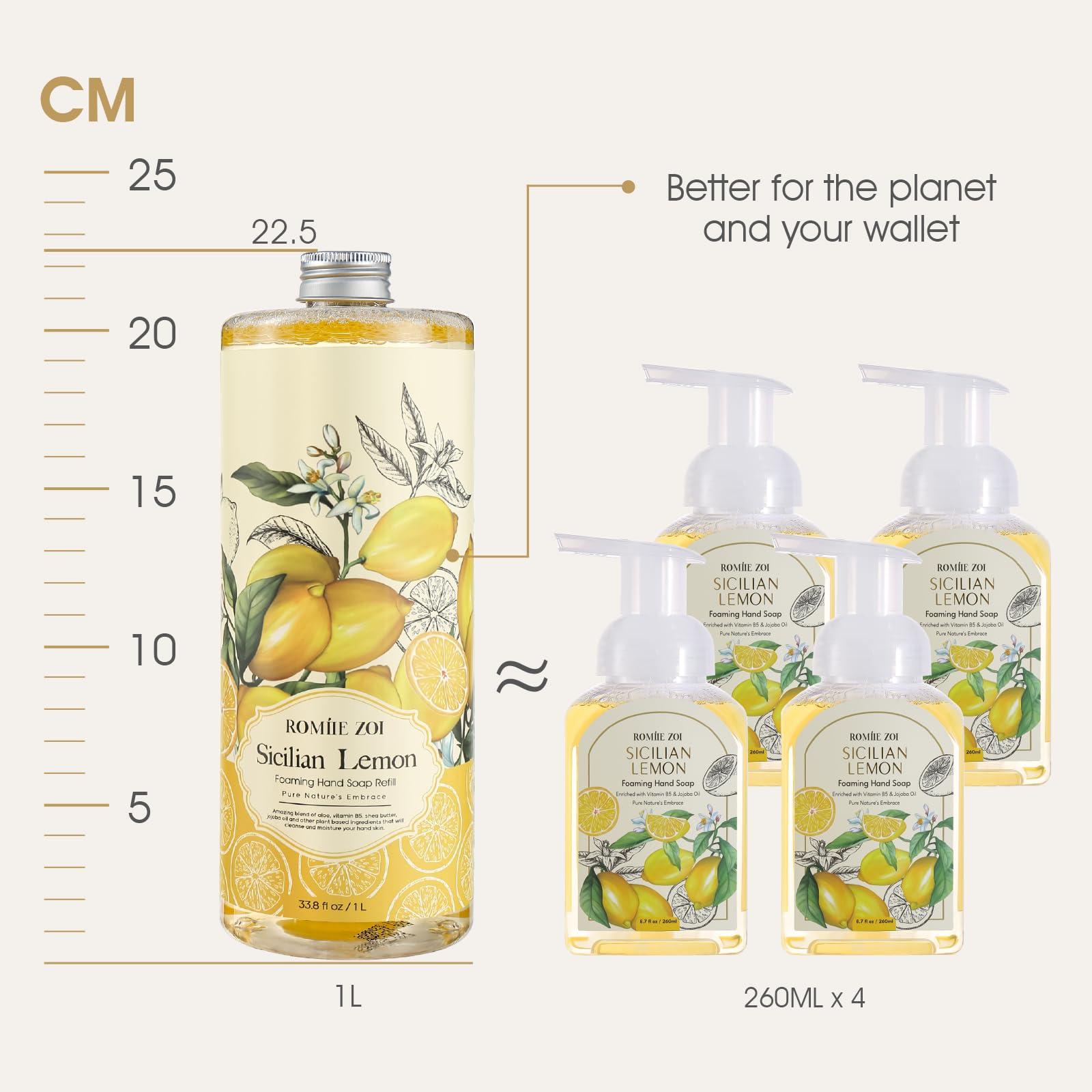 ROMIIE ZOI Wild Lemon Scented Foaming Hand Soap Refill Gift Set -3 Pack with Dispenser, Non-Toxic and Biodegradable Formula, Moisturizing with Essential Oil for Sensitive Skin (33.8 Fl Oz x 3) - Image 2