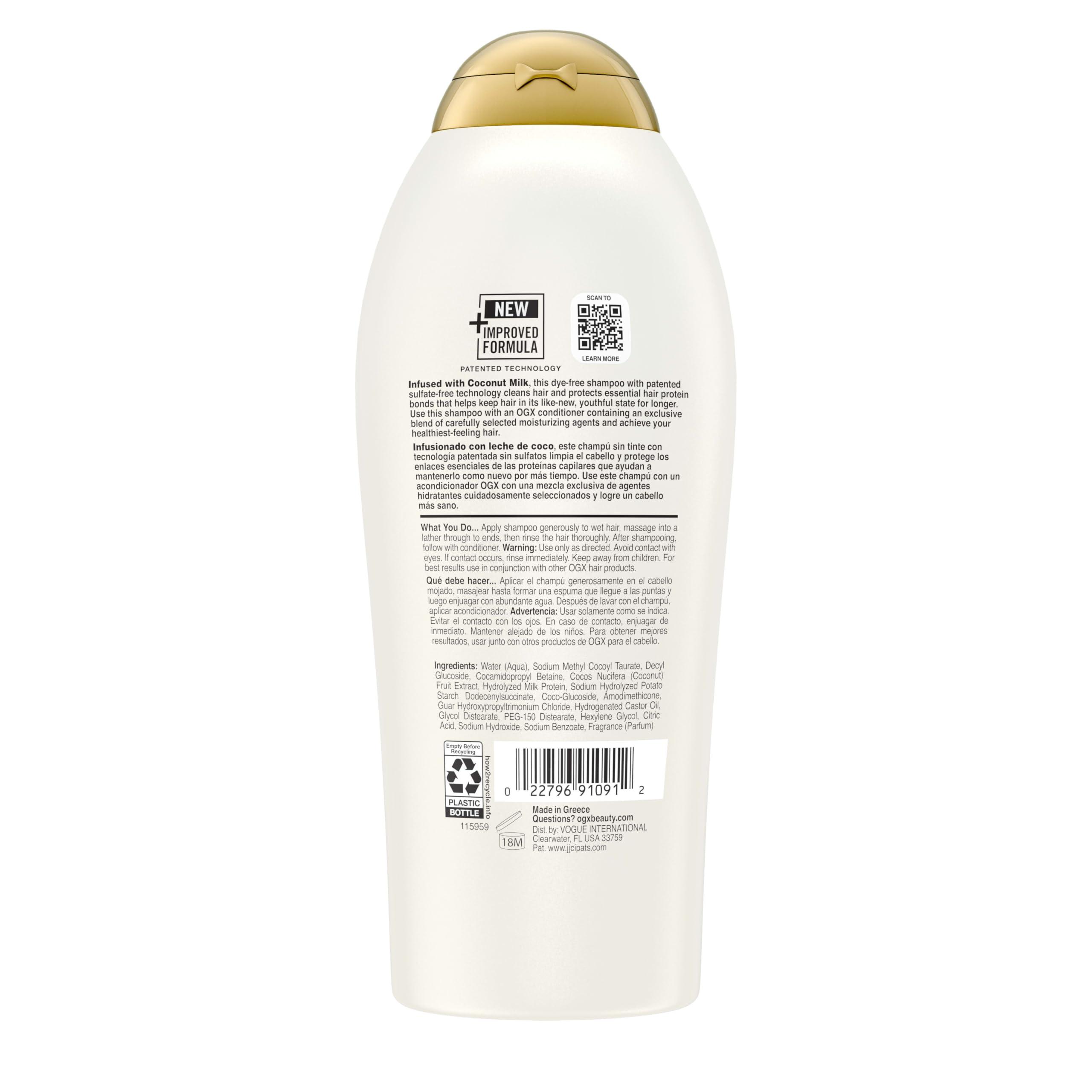 OGX Nourishing + Coconut Milk Shampoo, Hydrating & Restoring Shampoo Moisturizes for Soft Hair After the First Use, Paraben-Free, Sulfate-Free Surfactants, 25.4 fl. oz - Image 7