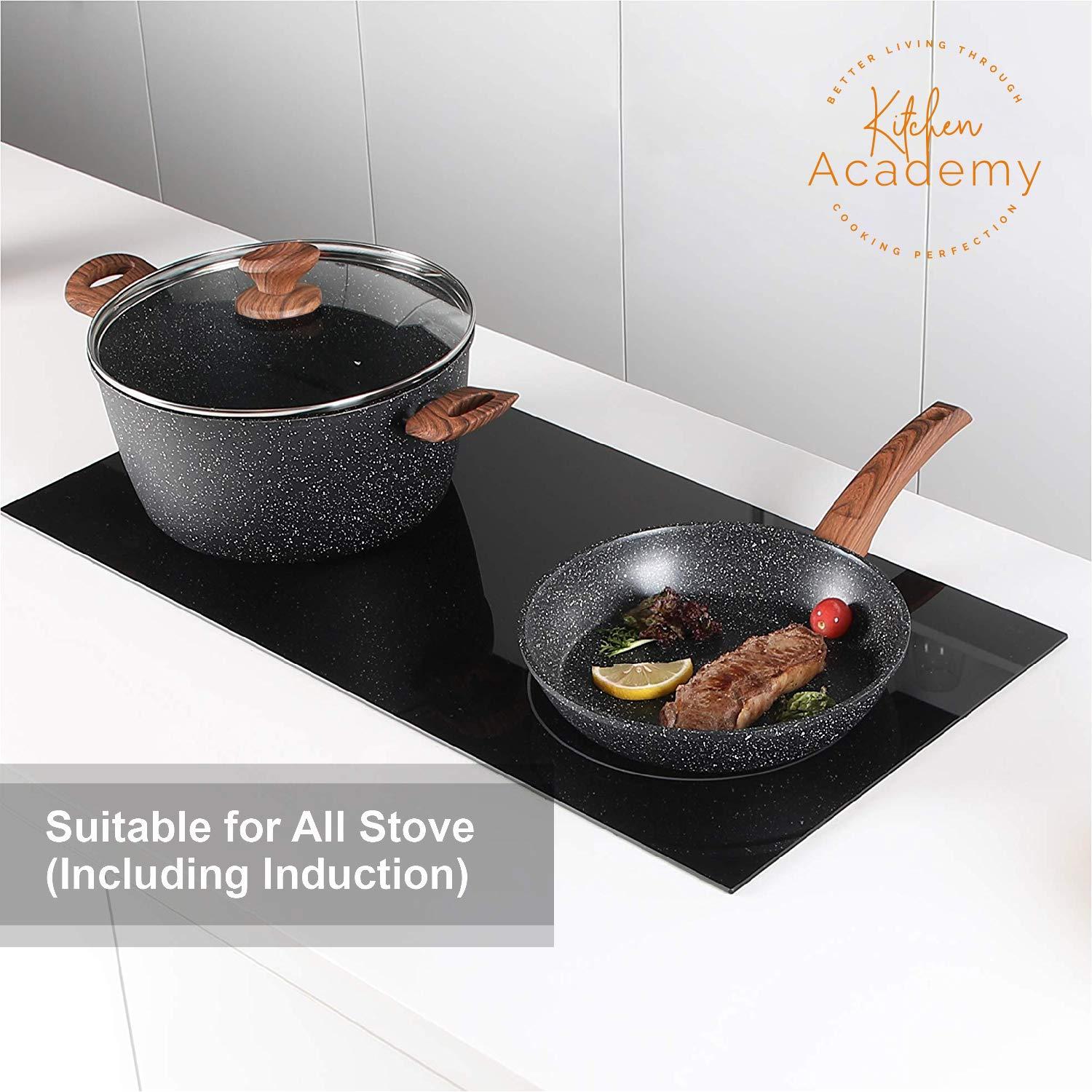 Kitchen Induction Cookware & Bakeware Set - 30 Piece Black Granite Cooking Pans Set, Non-Stick Pots and Pans Set - Image 3