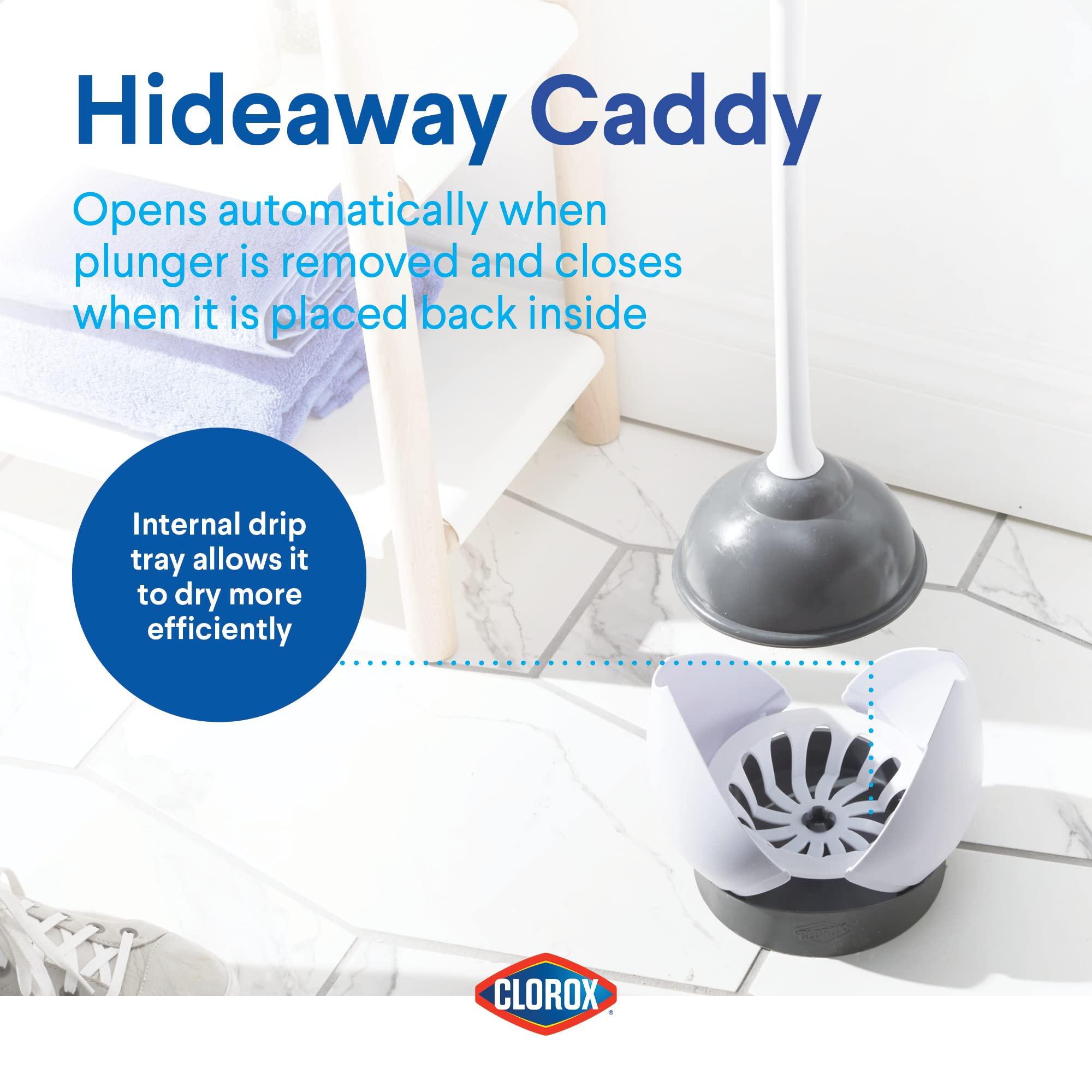 Clorox Toilet Plunger with Hideaway Caddy – Toilet Plunger for Bathroom, Bathroom Organizers & Storage, Bathroom Accessories, Toilet Unclogger, Plunger with Holder - Image 9