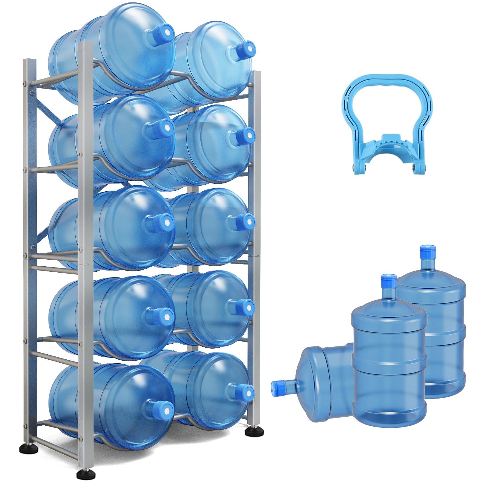 Semoprus 5 Gallon Water Bottle Holder for 10 Bottles, 5 Tiers Double Row Water Jug Holder, Detachable Heavy Duty Water Jug Stand, Water Jug Rack for Office, Kitchen, Garages, Restaurant, and Gym - Image 1