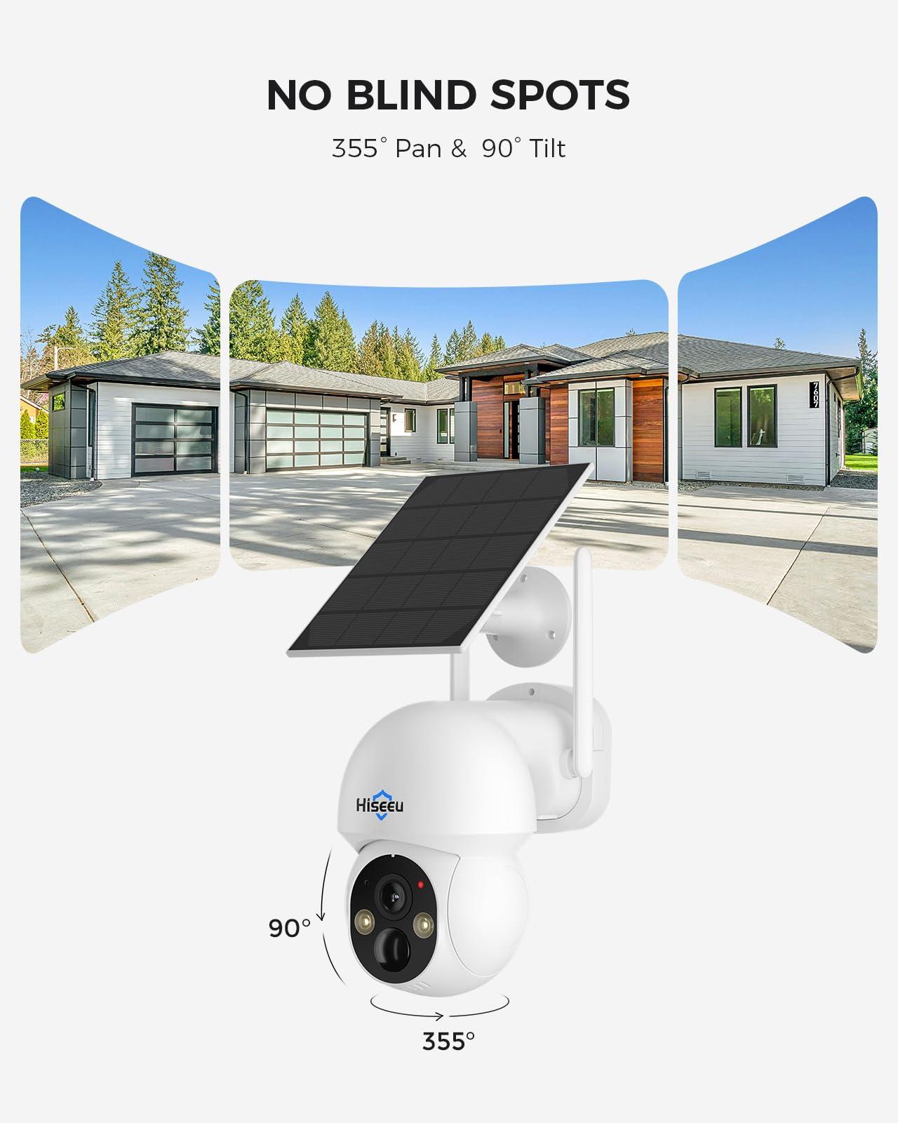 Hiseeu Solar Camera Wireless Outdoor, Home Security Camera System, 2.4G & 5G WiFi, Solar-Powered 4MP 4 Cam-Kit, Color Night Vision, 360° View, Pan & Tilt, 1TB HDD Local Recording, No Subscription - Image 4