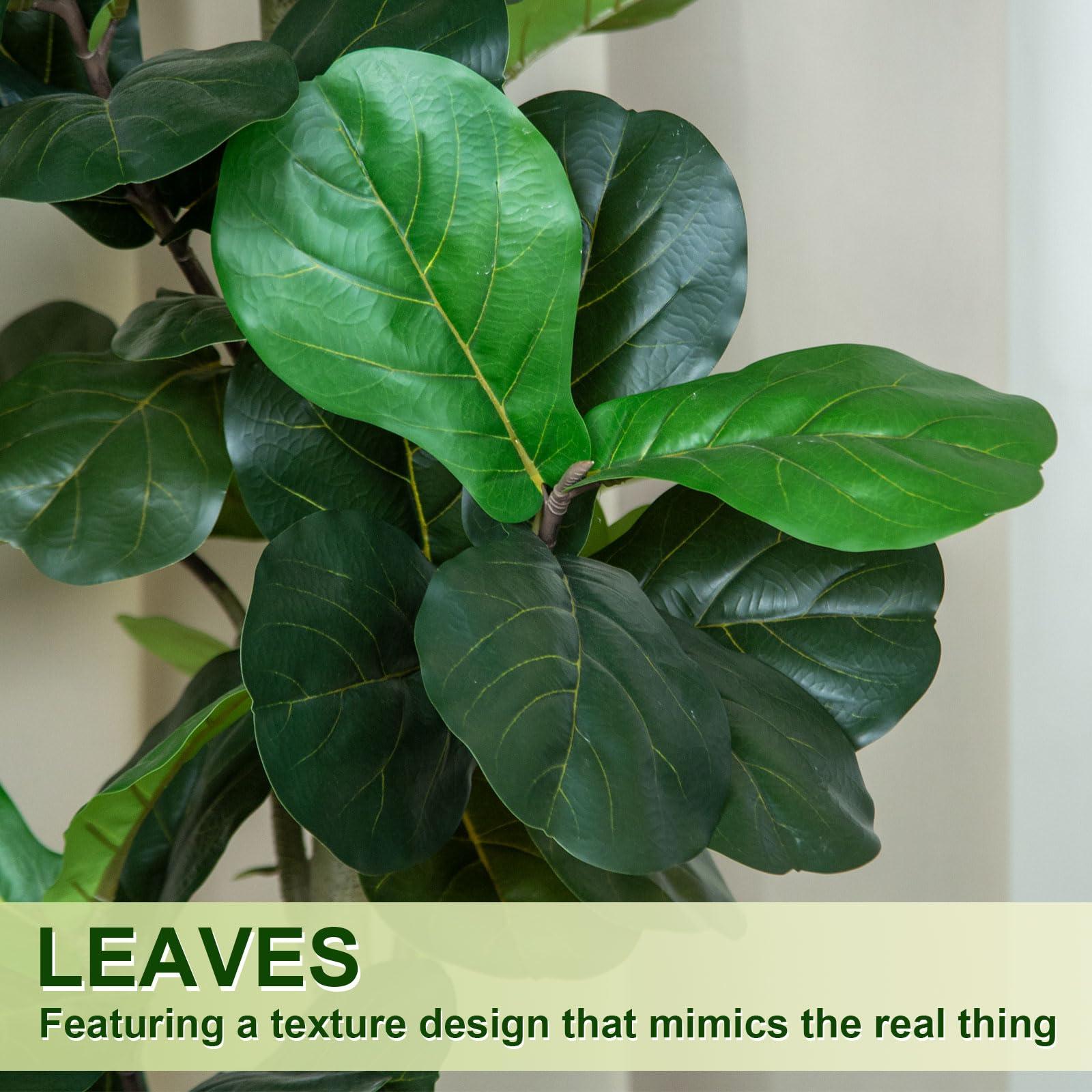 VIVATREES 5FT Fiddle Leaf Fig Artificial Tree with White Planter Pot,Faux Floor Plant, Indoor and Outdoor Fake Plants for Home Office Decor - Image 6
