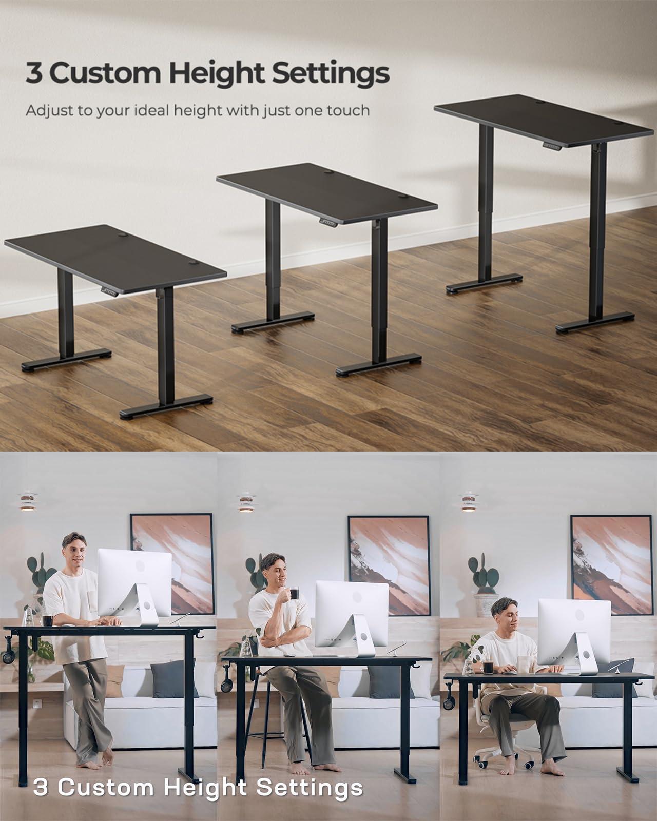 Marsail Standing Office Desk,Adjustable Heights,Stand Up Desk,63x24 Inches Desktop Sit Stand Home Office Gaming Computer Desk with 4 Memory Presets,Headphone Hook,Cable Organizer,Black. - Image 6