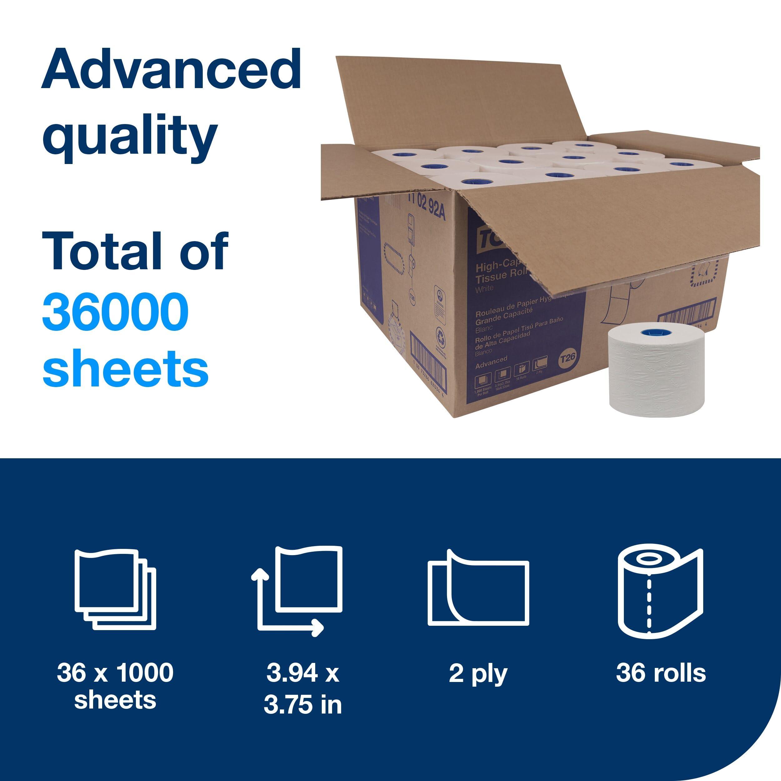 Tork High-Capacity Toilet Paper Roll White T26, Advanced, 2-Ply, 36 x 1000 sheets, 110292A - Image 2