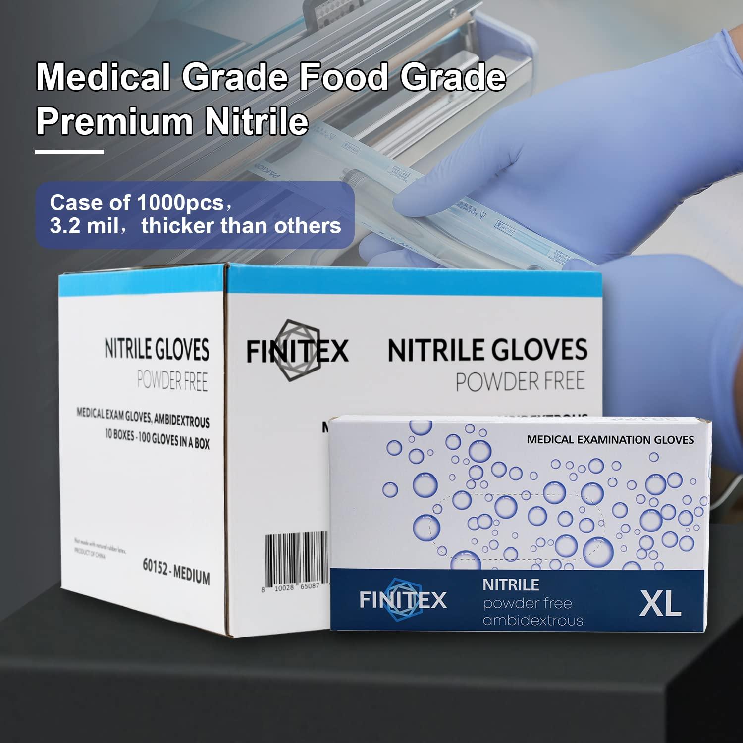 FINITEX Ice Blue Nitrile Exam Gloves - Powder-free, 1000 PCS Medical & Home Cleaning Gloves - Image 2