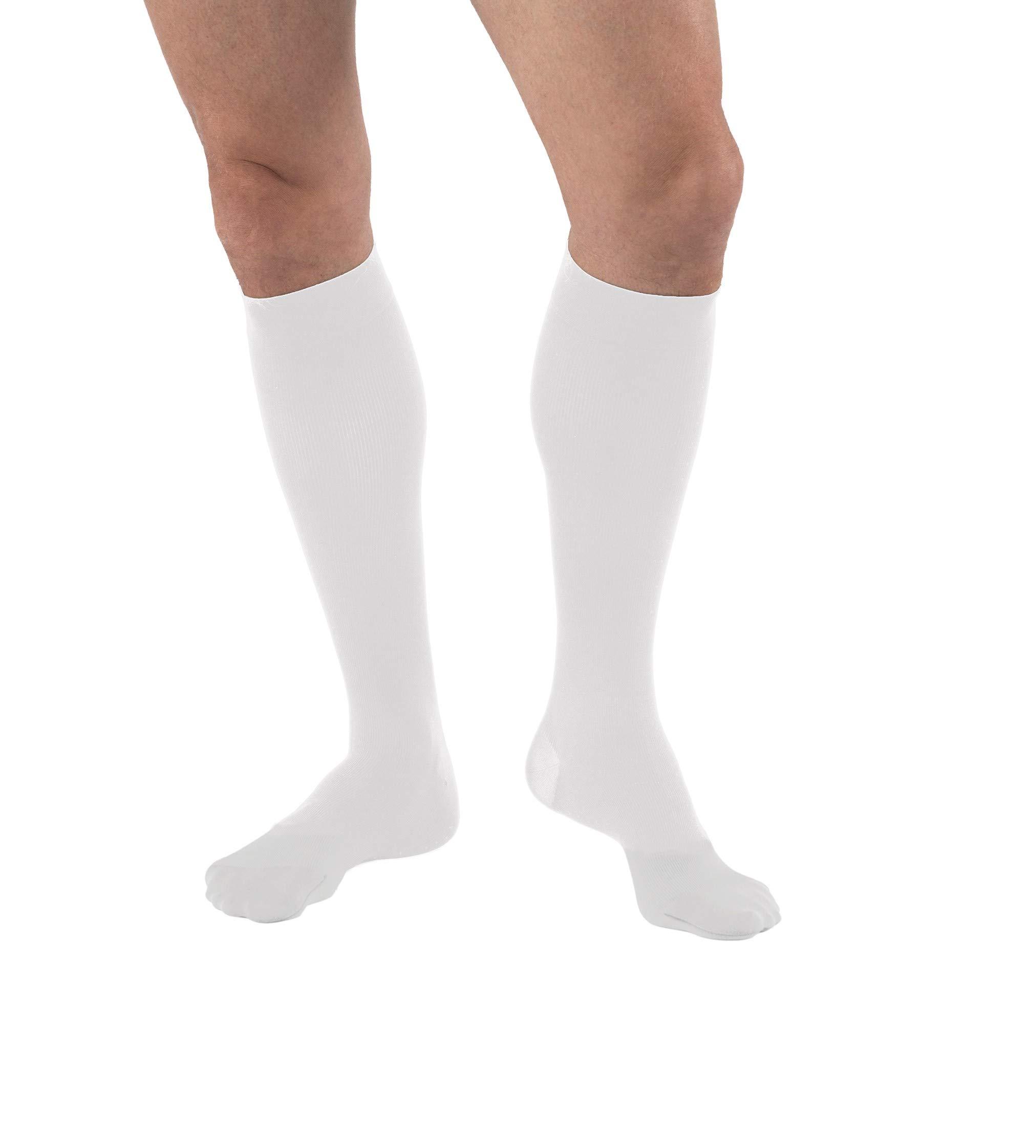 JOBST for men knee high 15-20 mmHg Compression Socks, Closed Toe, Large, White