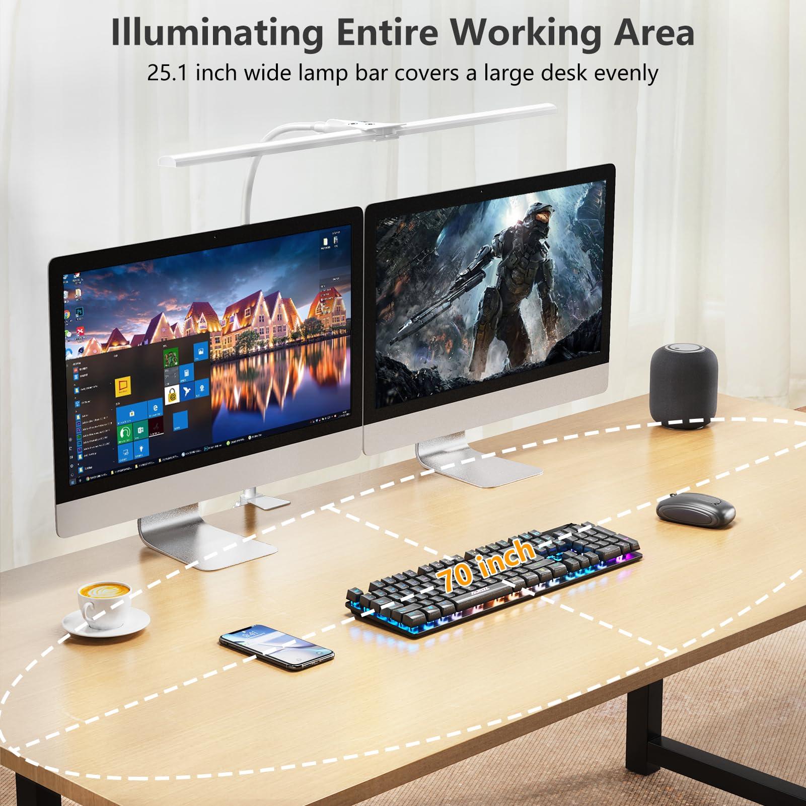 EppieBasic LED Double Head Architect Lamps, Extra Bright Workbench Office Lighting, Eye Protection Modern Desk Light for Monitor Working Reading White 1200LM - Image 3