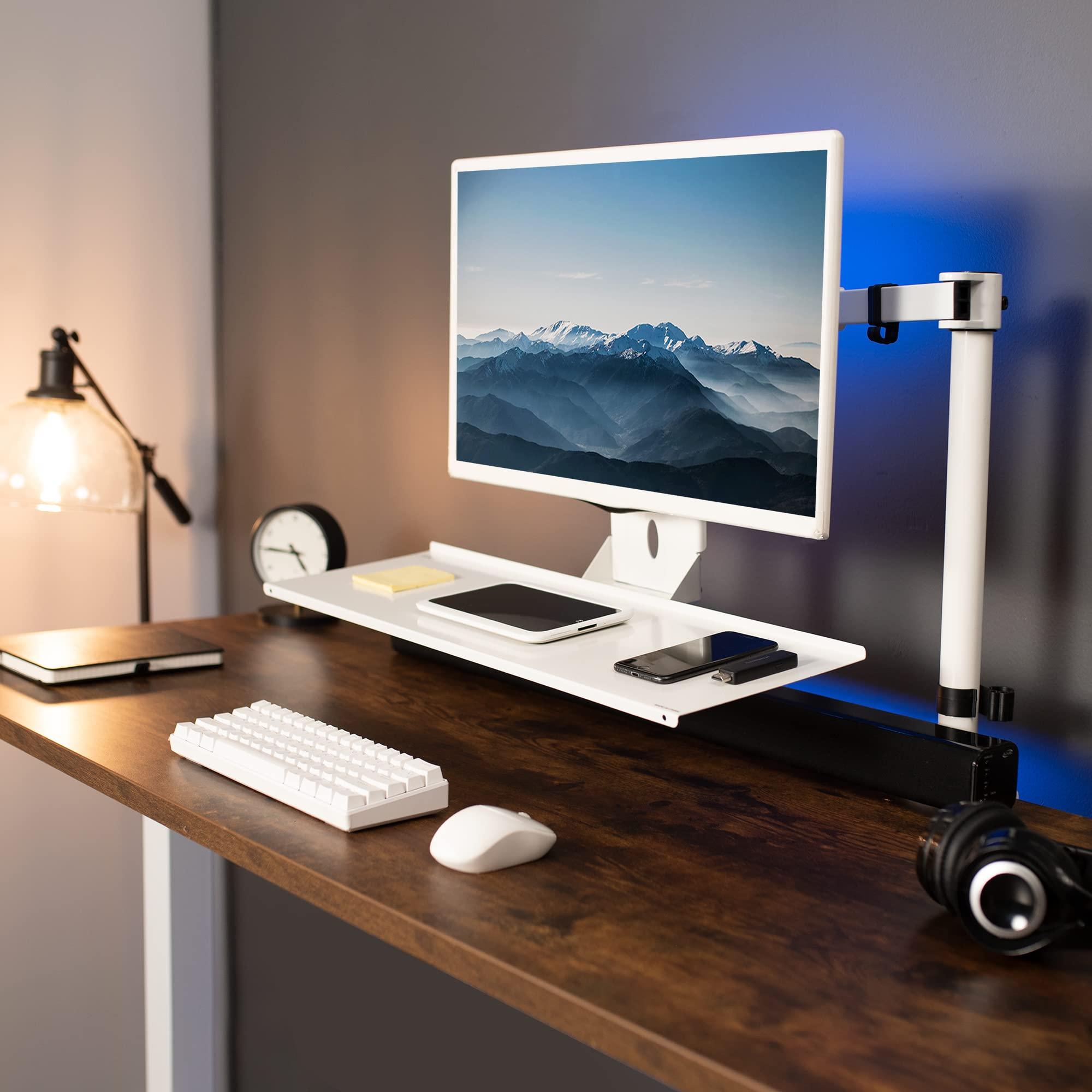 VIVO Computer Keyboard and Mouse Platform Tray VESA Mount Attachment 25.5 x 8 inch Surface, White, MOUNT-KB03-W - Image 2