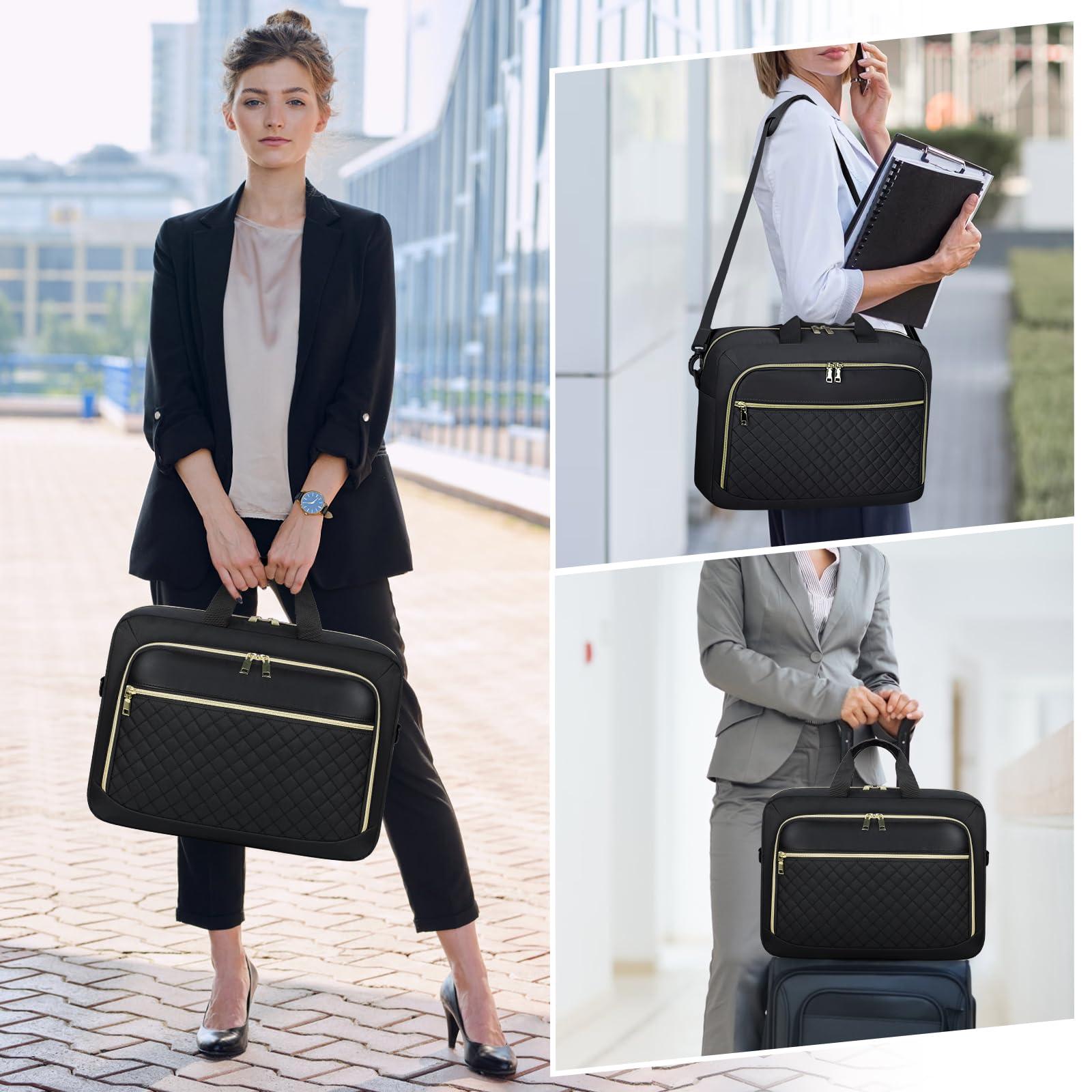 NEWHEY Laptop Bag 17.3 Inch Laptop Briefcase for Women Men Waterproof Shoulder Messenger Bag Large Computer Bag for Business Office Work College, Black - Image 6