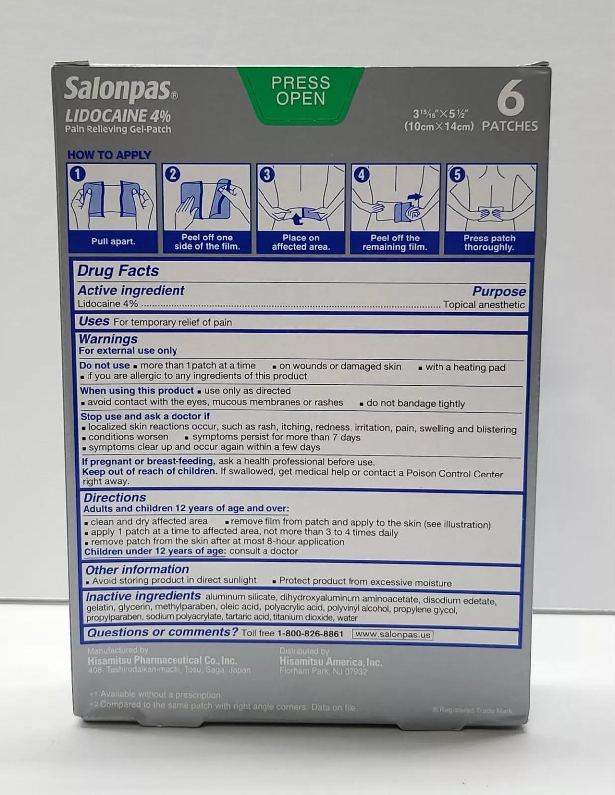 Salonpas lidocaine (3 Pack) Pain Relieving Maximum Strength Gel Patch - Image 3