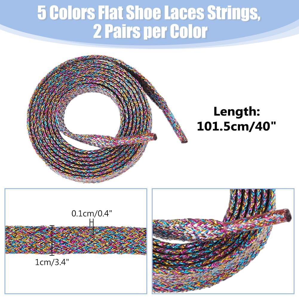 DICOSMETIC 10 Pairs Shoelaces 5 Colors Flat Sneakers Shoelace Glitter Shoe Strings Drawstring Cords for Athletic Running Sneakers - Image 2