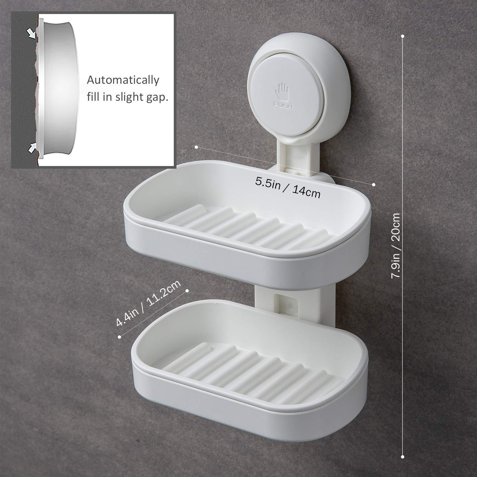 TAILI Suction Cup Soap Holder 3 Pack, Vacuum Suction Soap Dish,Plastic Bar Soap Holder for Shower Wall Mounted Drill-Free,Soap Holder for Shower,Bathroom,Tub and Kitchen Sink,Removable,White - Image 7